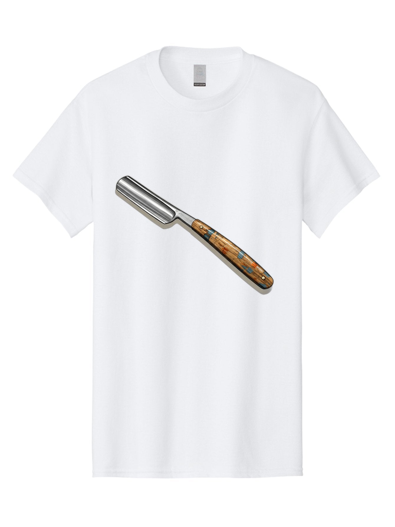 Razor Men'S Graphic Tee, 100% Cotton, Comfortable Casual Summer Wear, Machine Washable, Vintage Straight Razor, Sharp Blade, Wooden Handle, Traditional Shaving, Classic Grooming Tool, Men'S Grooming, Barber Shop Essentials, Close Shave Bad480 15