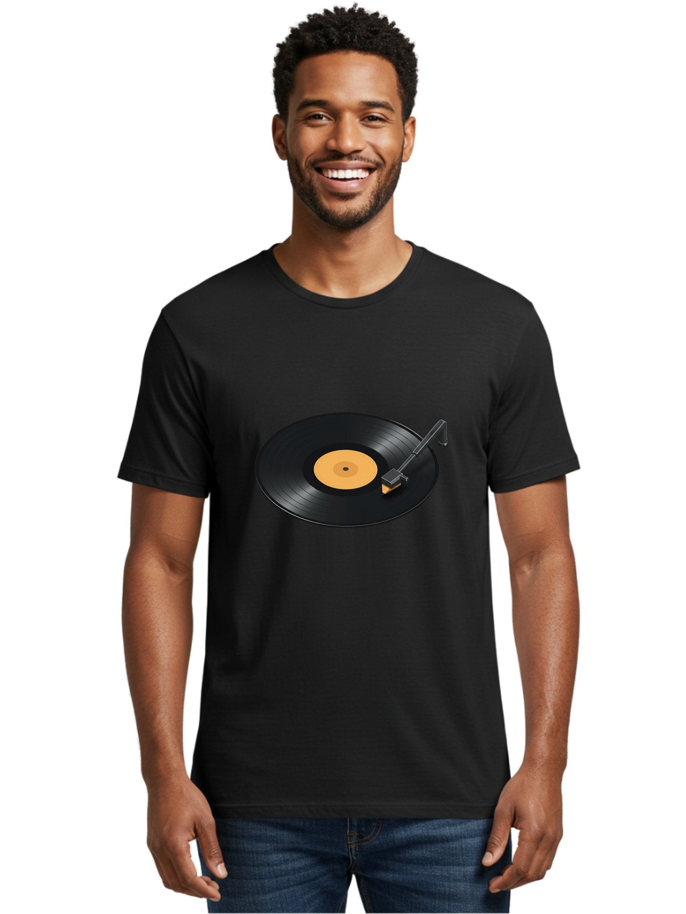 Record-Player-1 Men'S Graphic Tee, 100% Cotton, Comfortable Casual Summer Wear, Machine Washable, Vinyl Record, Record Player, Music Playback, Nostalgic Sound, Analog Music, Retro Audio, Turntable, Vinyl Playback, Music Nostalgia Bad481 20