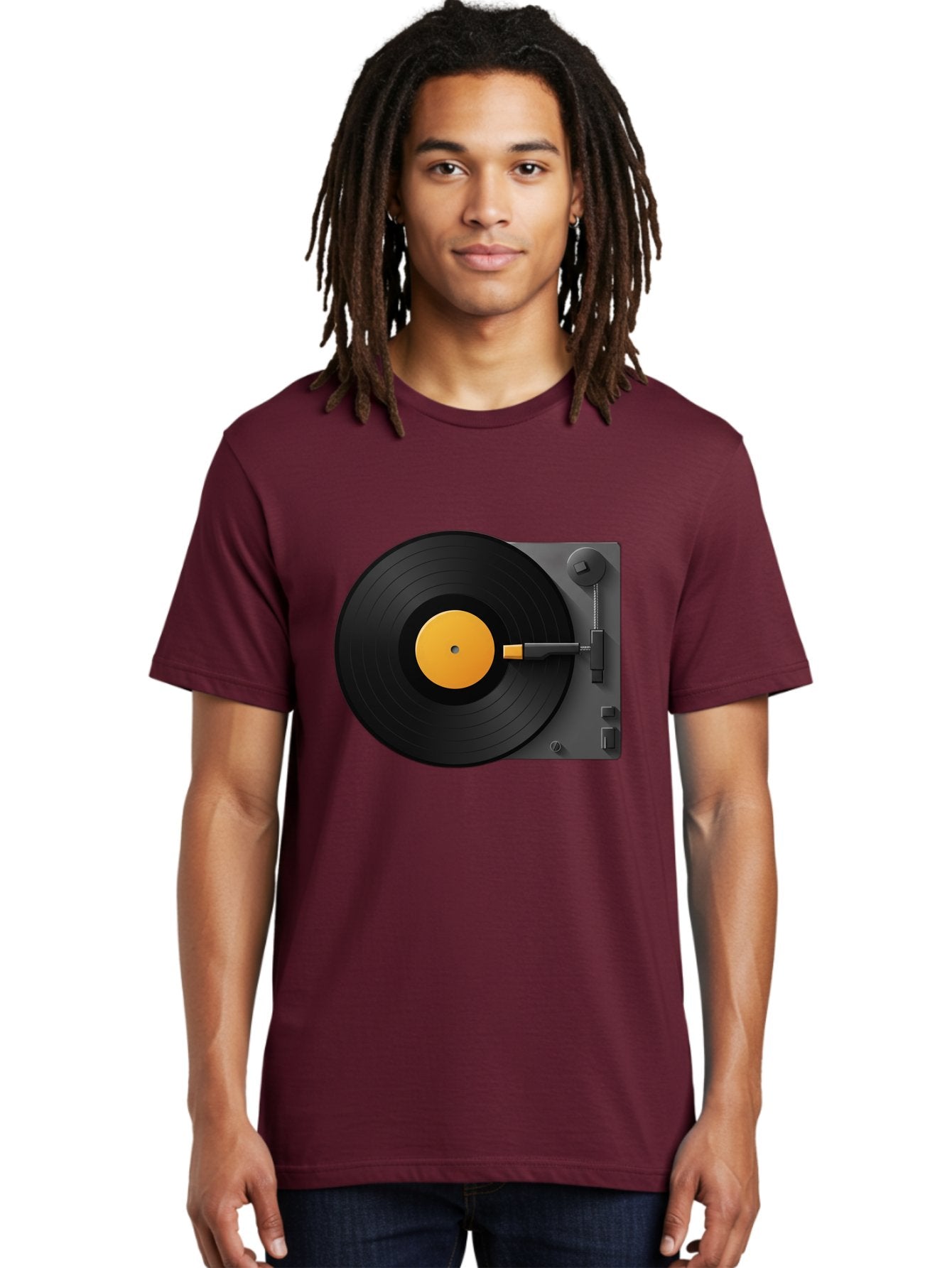 Record-Player Men'S Graphic Tee, 100% Cotton, Comfortable Casual Summer Wear, Machine Washable, Vinyl Record Player, Turntable, Dj Equipment, Music Playback, Audio Technology, Retro Music Player, Nostalgic Sound System Bad482 25