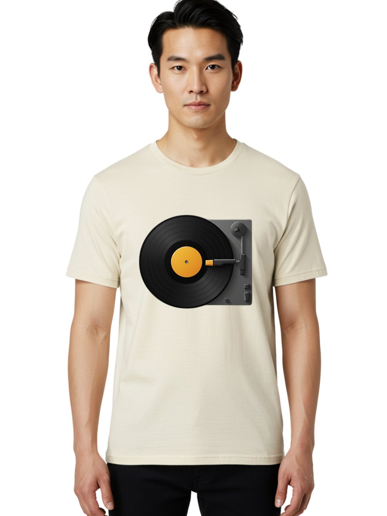 Record-Player Men'S Graphic Tee, 100% Cotton, Comfortable Casual Summer Wear, Machine Washable, Vinyl Record Player, Turntable, Dj Equipment, Music Playback, Audio Technology, Retro Music Player, Nostalgic Sound System Bad482 20