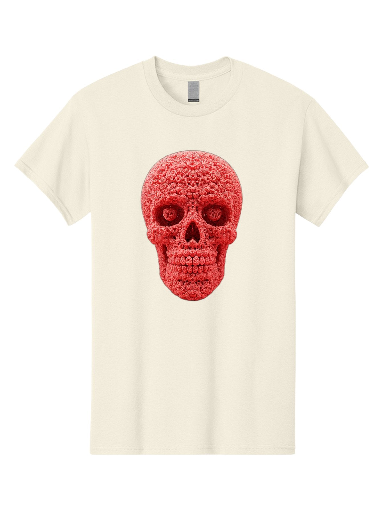 Red-Crochet-Skull Men'S Graphic Tee, 100% Cotton, Comfortable Casual Summer Wear, Machine Washable, Strawberry Skull, Red Fruit, Sugar Skull, Food Art, Creative Dessert, Skull Design, Vibrant Red Color, Unique Food Styling Bad484 13