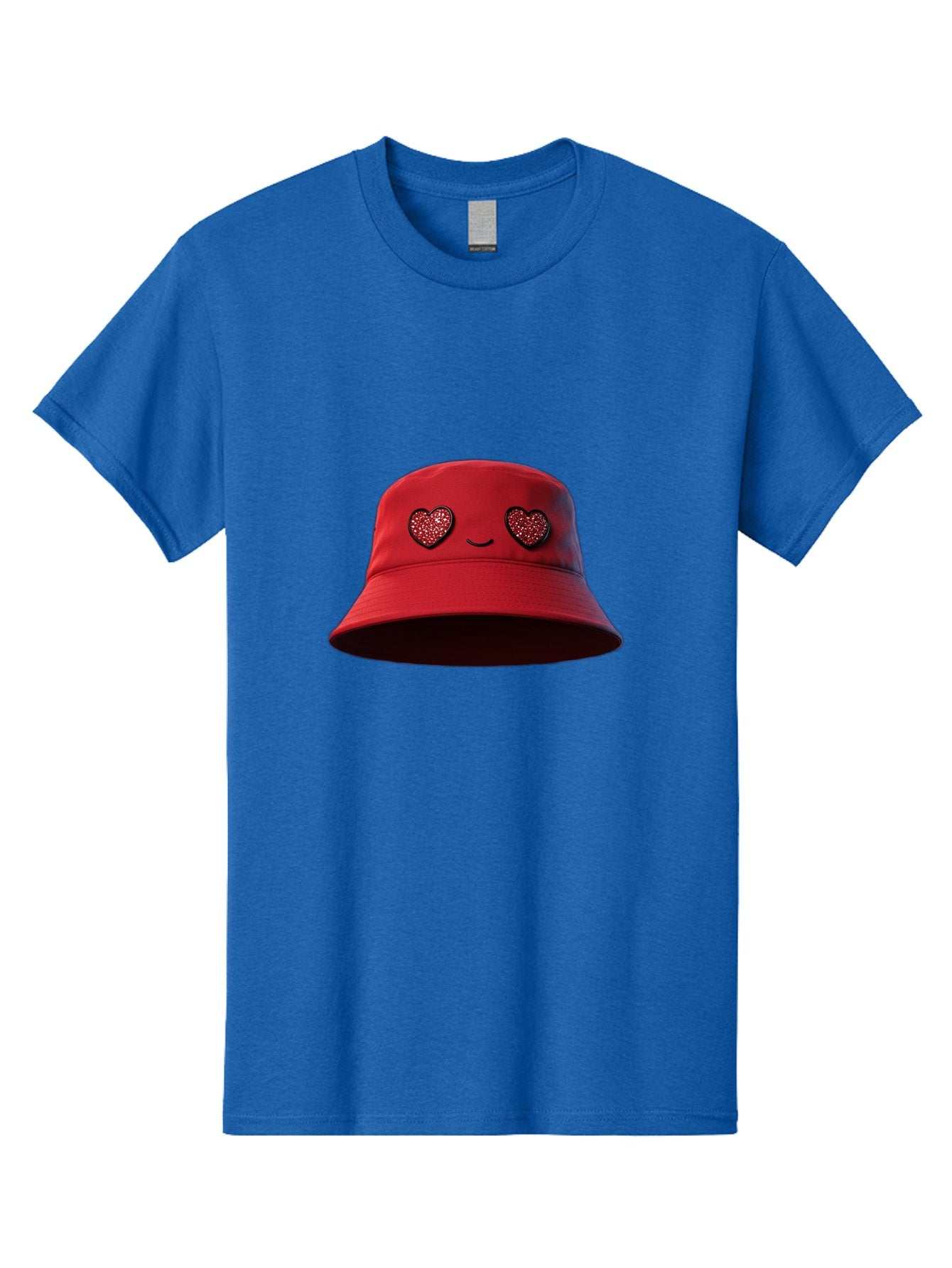Red-Hat Men'S Graphic Tee, 100% Cotton, Comfortable Casual Summer Wear, Machine Washable, Red Bucket Hat, Heart Eyes, Smiley Face, Fashion Accessory, Streetwear, Casual Style, Hat With Heart Design, Trendy Headwear, Kawaii Fashion Bad485 9
