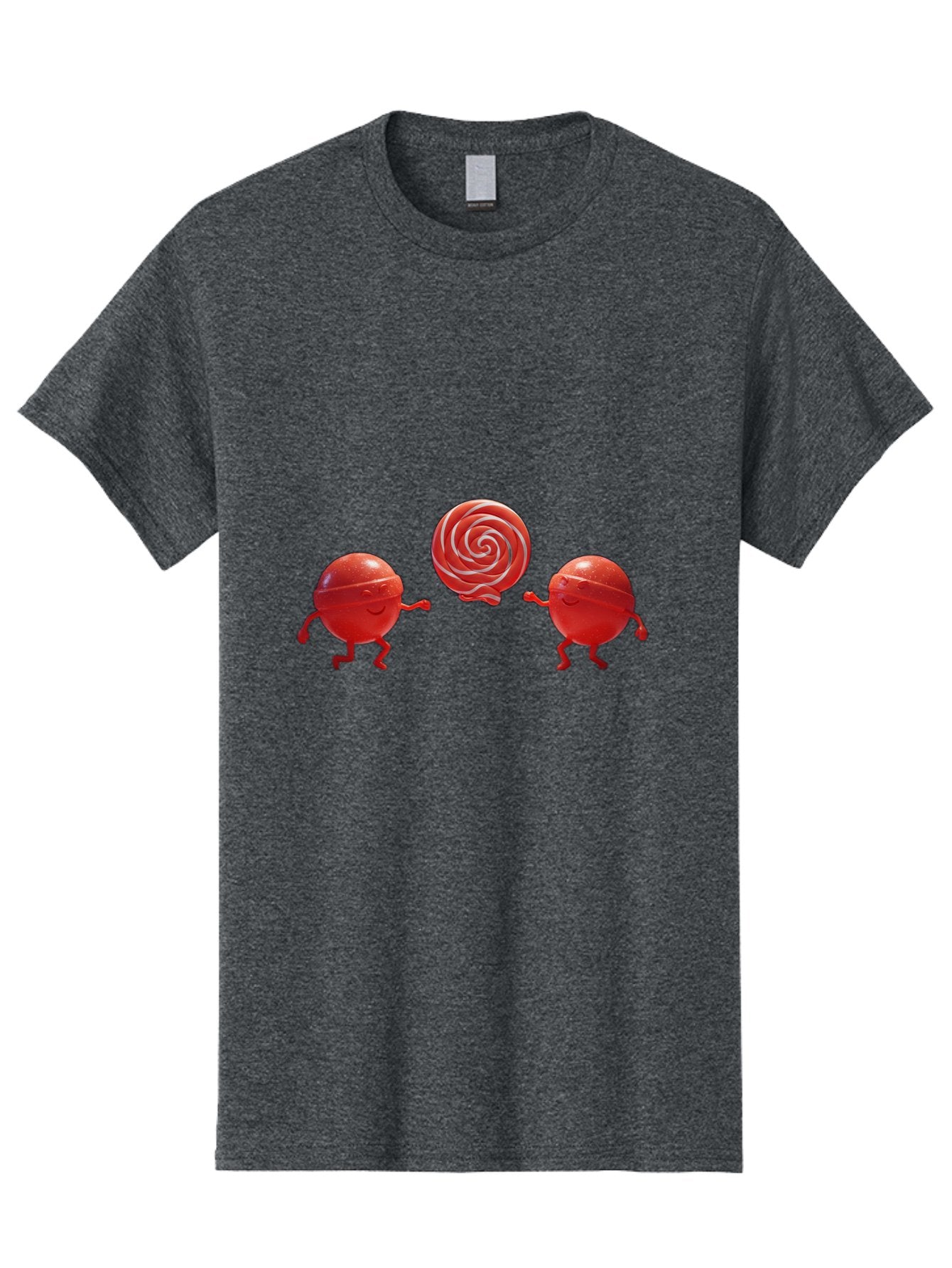 Red-Lollipop-Characters Men'S Graphic Tee, 100% Cotton, Comfortable Casual Summer Wear, Machine Washable, Red Candy Characters, Animated Figures, Lollipop, Sweet Treats, Playful Design, Cartoon Style, Whimsical, Fun, Candy Graphics, Bad486 12