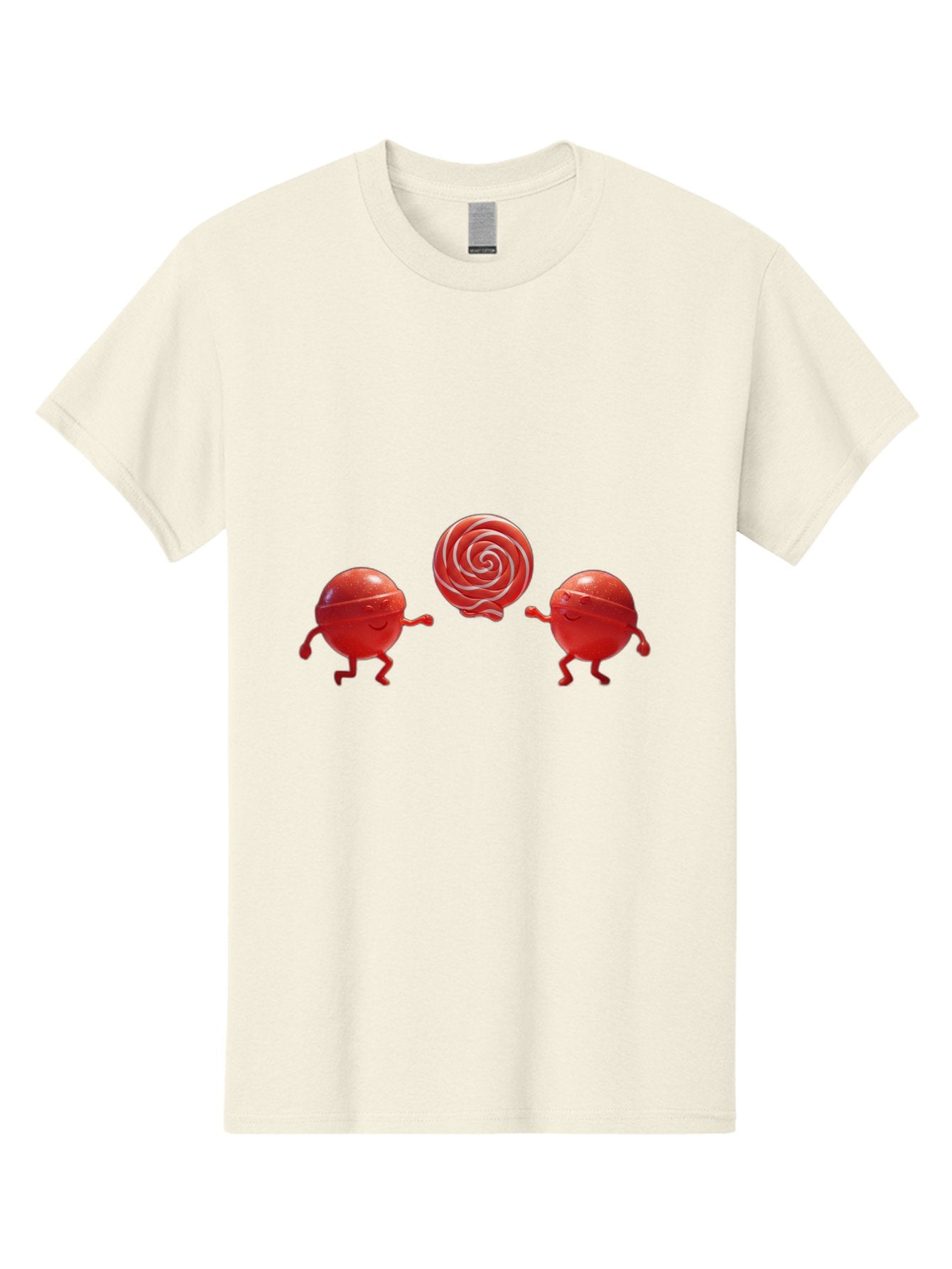 Red-Lollipop-Characters Men'S Graphic Tee, 100% Cotton, Comfortable Casual Summer Wear, Machine Washable, Red Candy Characters, Animated Figures, Lollipop, Sweet Treats, Playful Design, Cartoon Style, Whimsical, Fun, Candy Graphics, Bad486 7