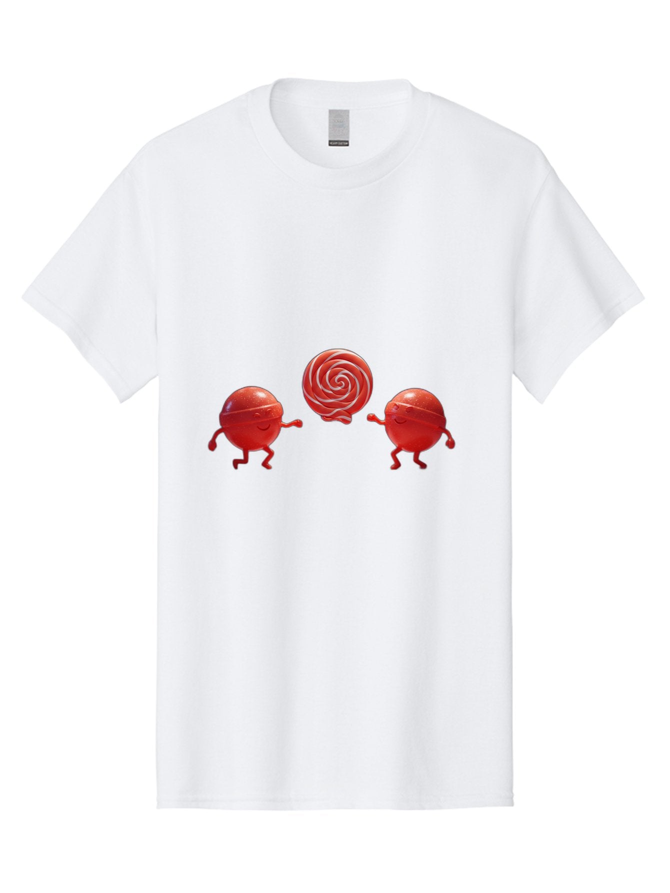 Red-Lollipop-Characters Men'S Graphic Tee, 100% Cotton, Comfortable Casual Summer Wear, Machine Washable, Red Candy Characters, Animated Figures, Lollipop, Sweet Treats, Playful Design, Cartoon Style, Whimsical, Fun, Candy Graphics, Bad486 15