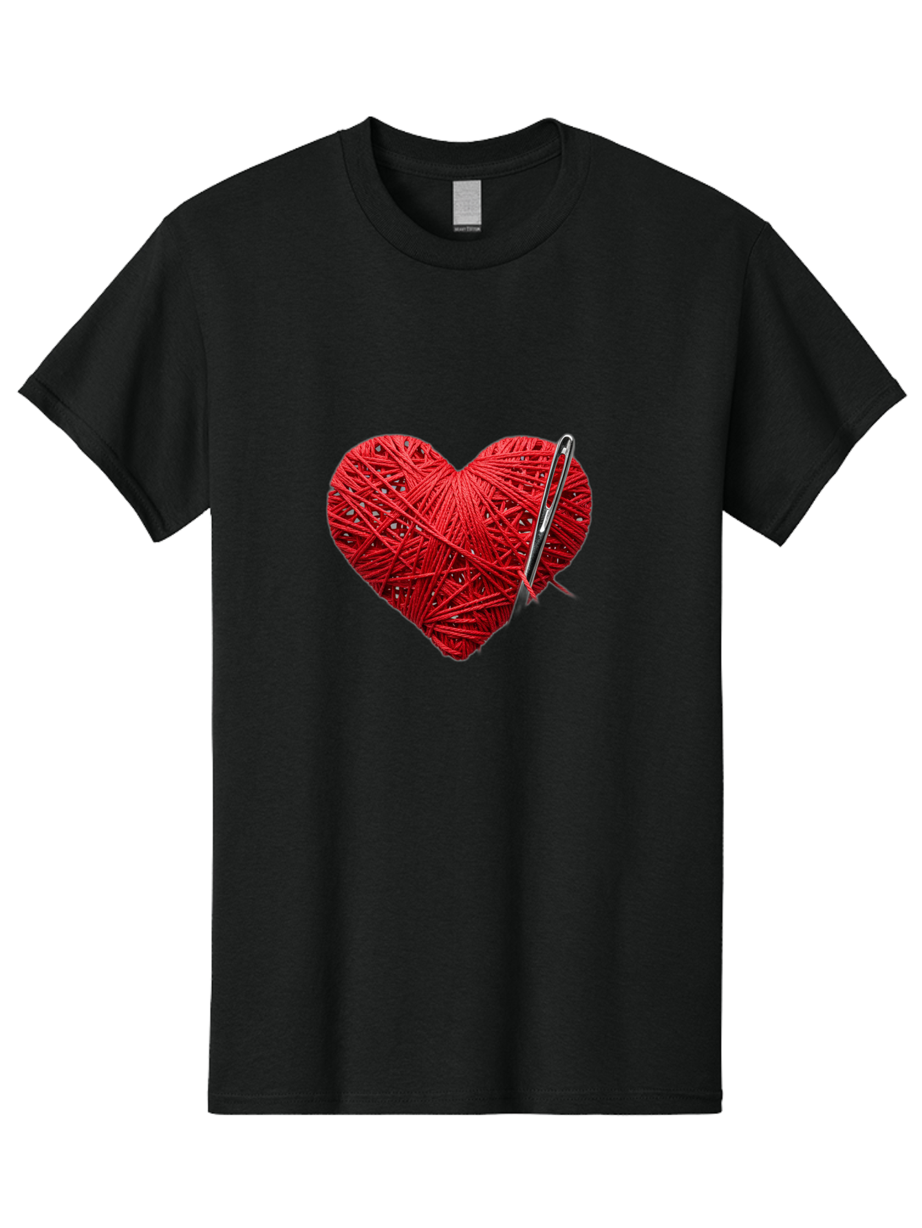 Red-Yarn-Heart Men'S Graphic Tee, 100% Cotton, Comfortable Casual Summer Wear, Machine Washable, Heart Made Of Red Yarn, Knitting Needle, Creative Craft, Handmade Love, Diy Project, Cozy Atmosphere, Knitting Hobby Bad488 13