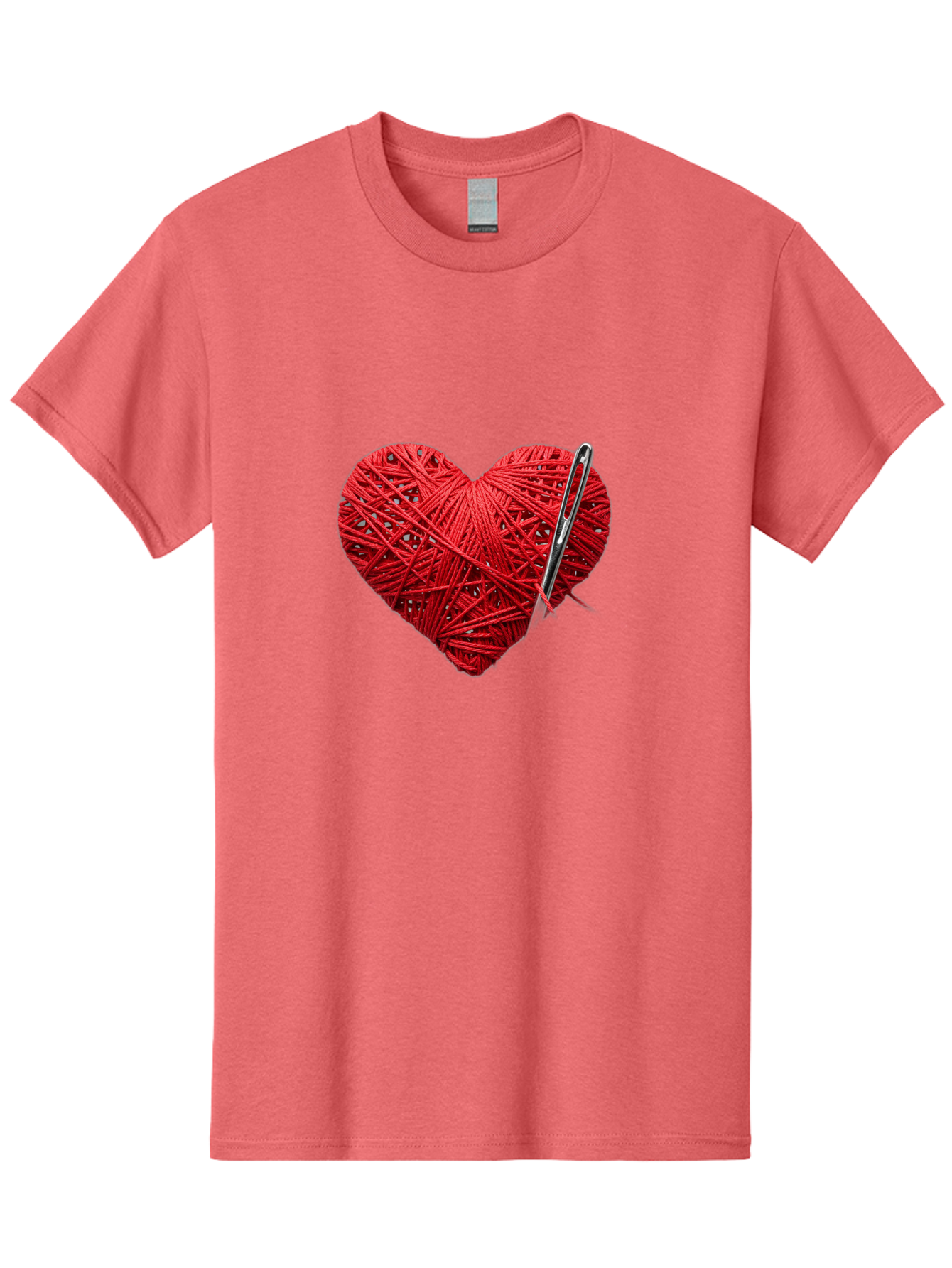 Red-Yarn-Heart Men'S Graphic Tee, 100% Cotton, Comfortable Casual Summer Wear, Machine Washable, Heart Made Of Red Yarn, Knitting Needle, Creative Craft, Handmade Love, Diy Project, Cozy Atmosphere, Knitting Hobby Bad488 6