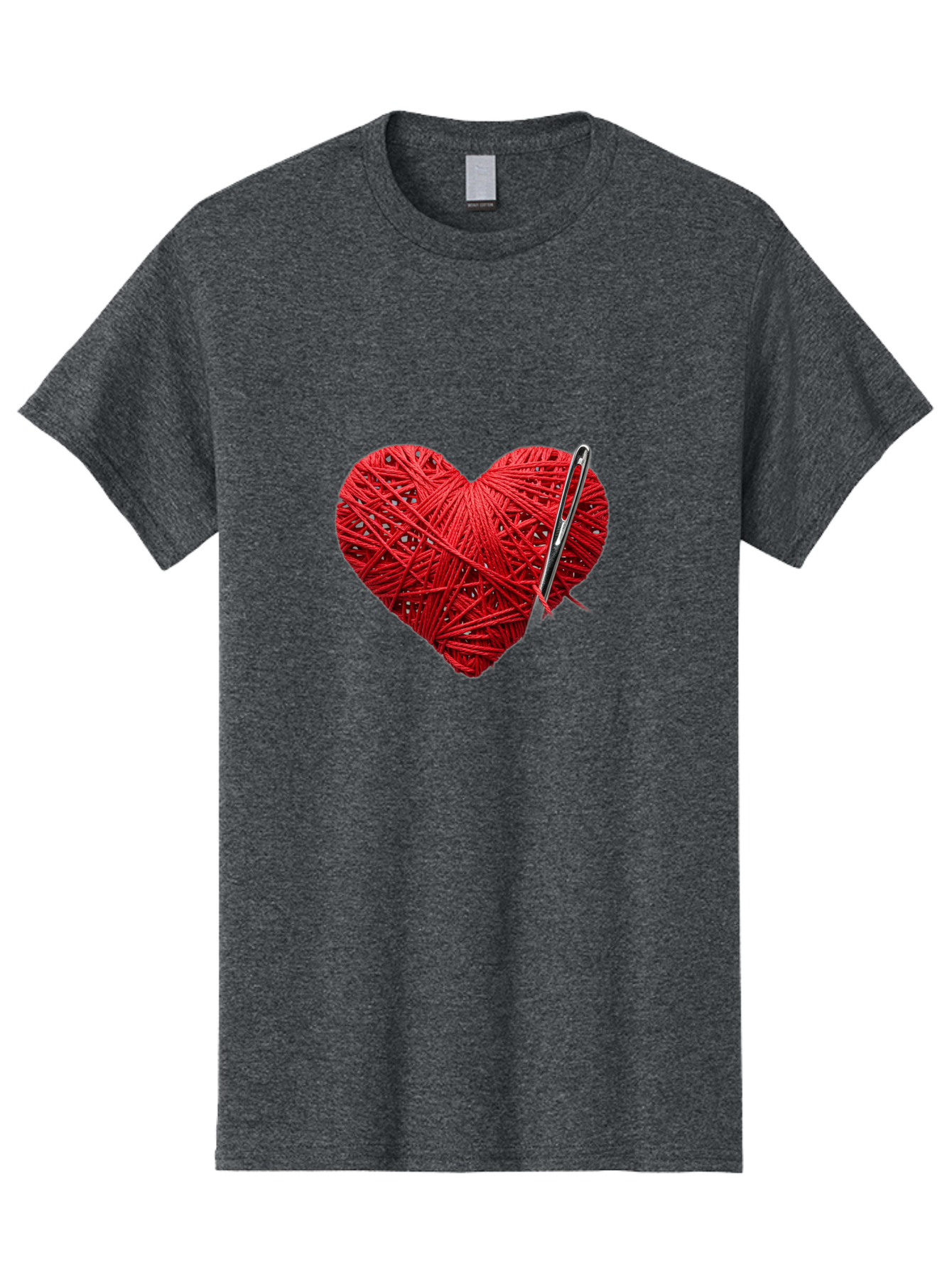 Red-Yarn-Heart Men'S Graphic Tee, 100% Cotton, Comfortable Casual Summer Wear, Machine Washable, Heart Made Of Red Yarn, Knitting Needle, Creative Craft, Handmade Love, Diy Project, Cozy Atmosphere, Knitting Hobby Bad488 11