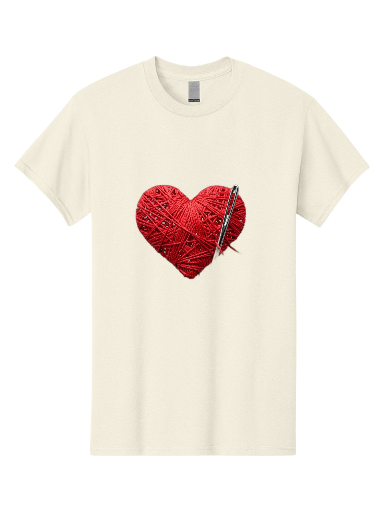 Red-Yarn-Heart Men'S Graphic Tee, 100% Cotton, Comfortable Casual Summer Wear, Machine Washable, Heart Made Of Red Yarn, Knitting Needle, Creative Craft, Handmade Love, Diy Project, Cozy Atmosphere, Knitting Hobby Bad488 11