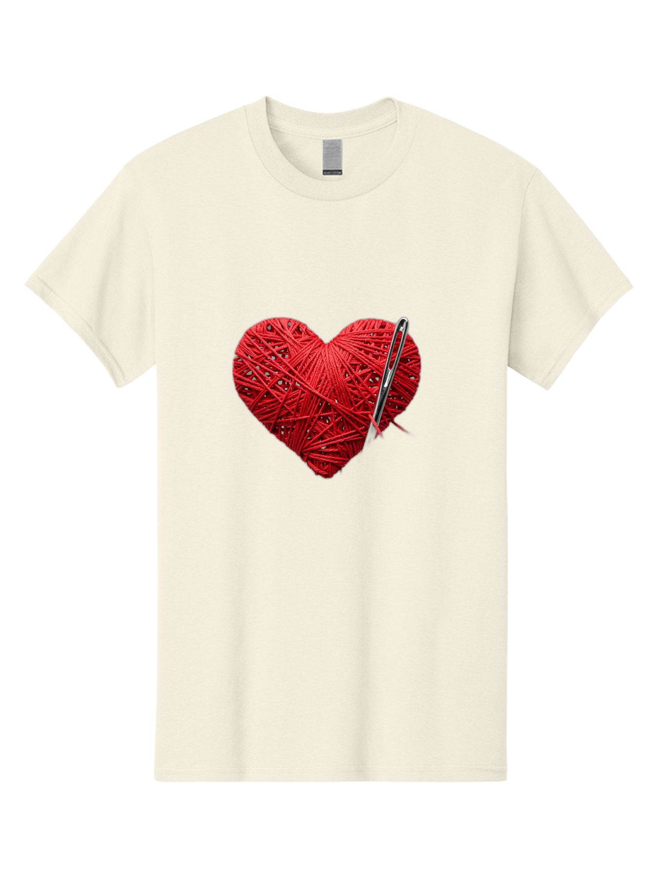 Red-Yarn-Heart Men'S Graphic Tee, 100% Cotton, Comfortable Casual Summer Wear, Machine Washable, Heart Made Of Red Yarn, Knitting Needle, Creative Craft, Handmade Love, Diy Project, Cozy Atmosphere, Knitting Hobby Bad488 4