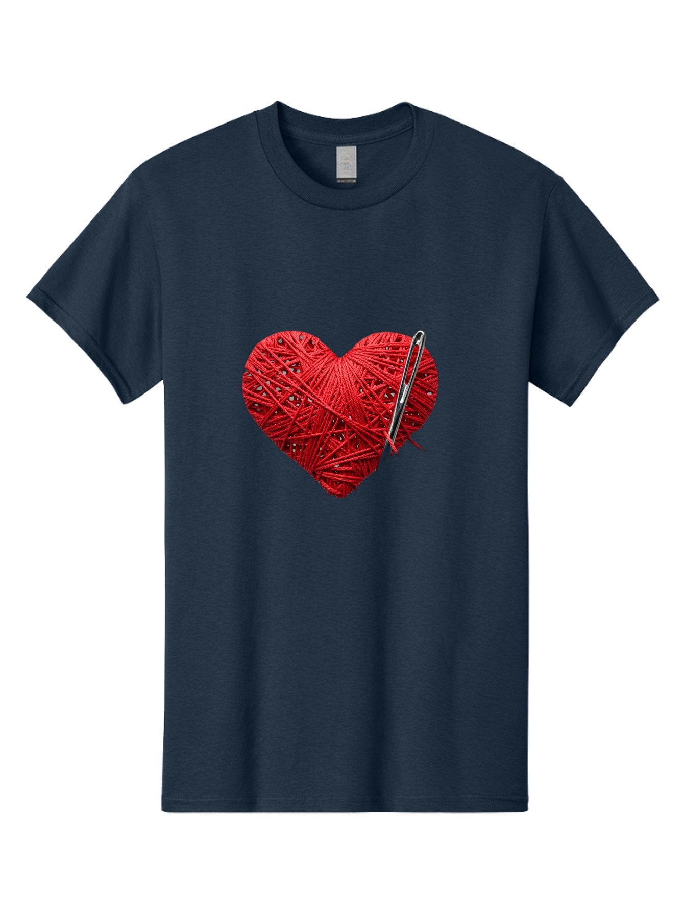 Red-Yarn-Heart Men'S Graphic Tee, 100% Cotton, Comfortable Casual Summer Wear, Machine Washable, Heart Made Of Red Yarn, Knitting Needle, Creative Craft, Handmade Love, Diy Project, Cozy Atmosphere, Knitting Hobby Bad488 6