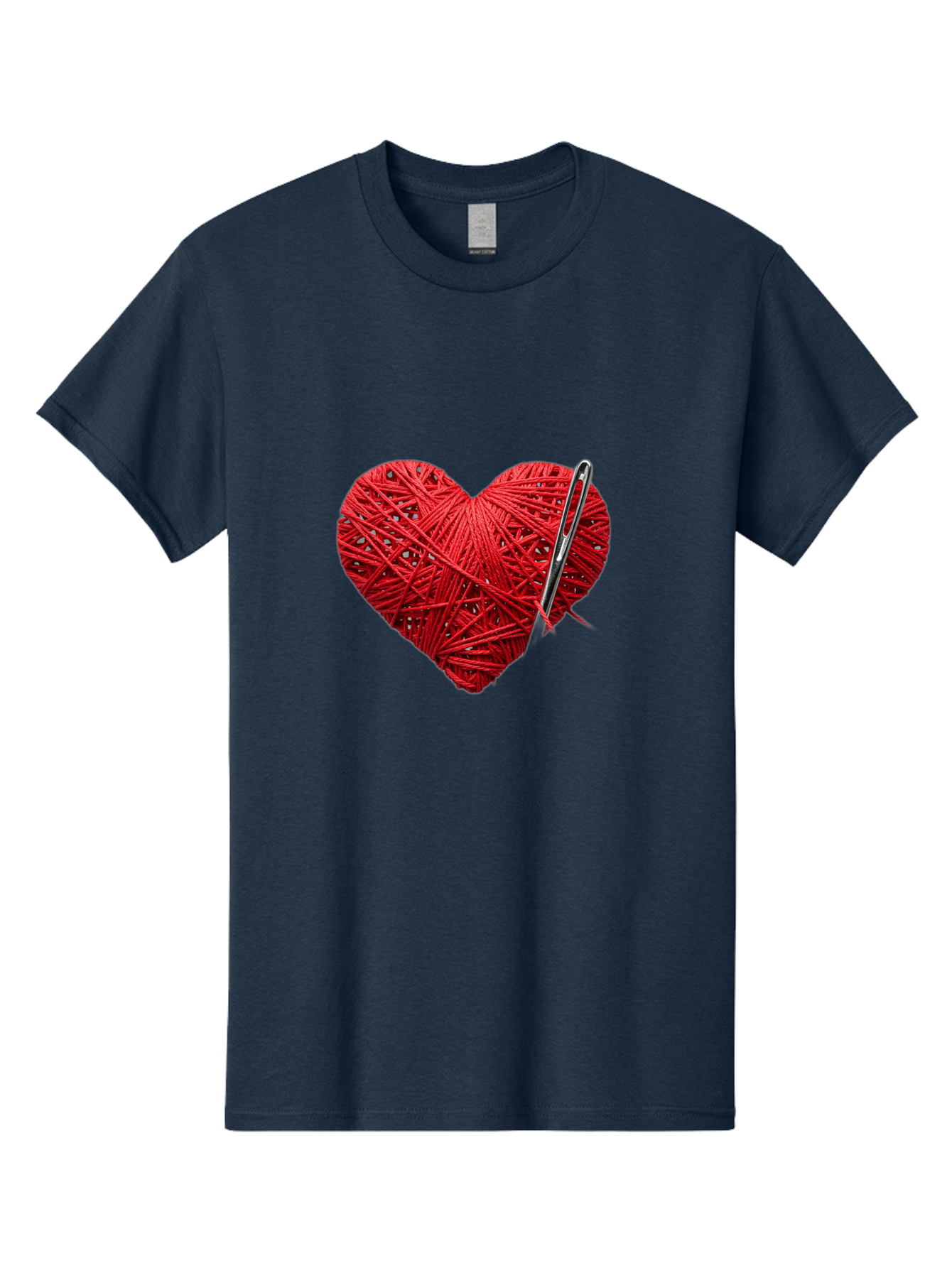 Red-Yarn-Heart Men'S Graphic Tee, 100% Cotton, Comfortable Casual Summer Wear, Machine Washable, Heart Made Of Red Yarn, Knitting Needle, Creative Craft, Handmade Love, Diy Project, Cozy Atmosphere, Knitting Hobby Bad488 7