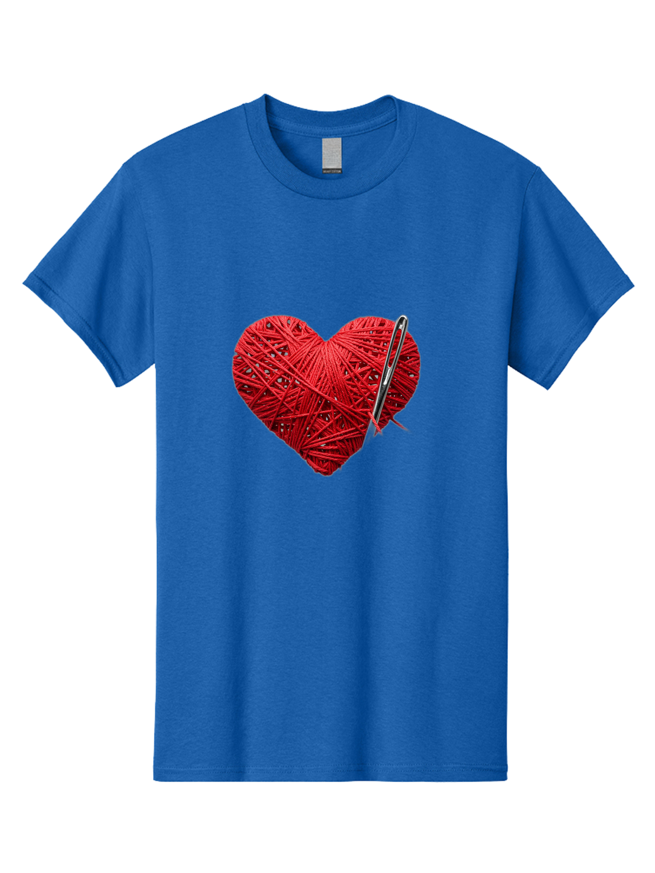 Red-Yarn-Heart Men'S Graphic Tee, 100% Cotton, Comfortable Casual Summer Wear, Machine Washable, Heart Made Of Red Yarn, Knitting Needle, Creative Craft, Handmade Love, Diy Project, Cozy Atmosphere, Knitting Hobby Bad488 5