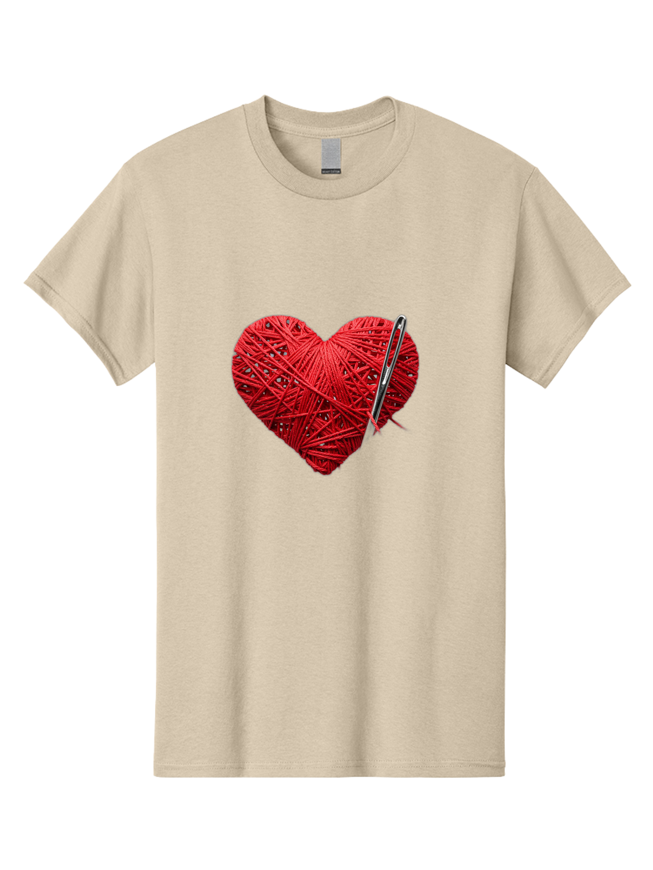 Red-Yarn-Heart Men'S Graphic Tee, 100% Cotton, Comfortable Casual Summer Wear, Machine Washable, Heart Made Of Red Yarn, Knitting Needle, Creative Craft, Handmade Love, Diy Project, Cozy Atmosphere, Knitting Hobby Bad488 12
