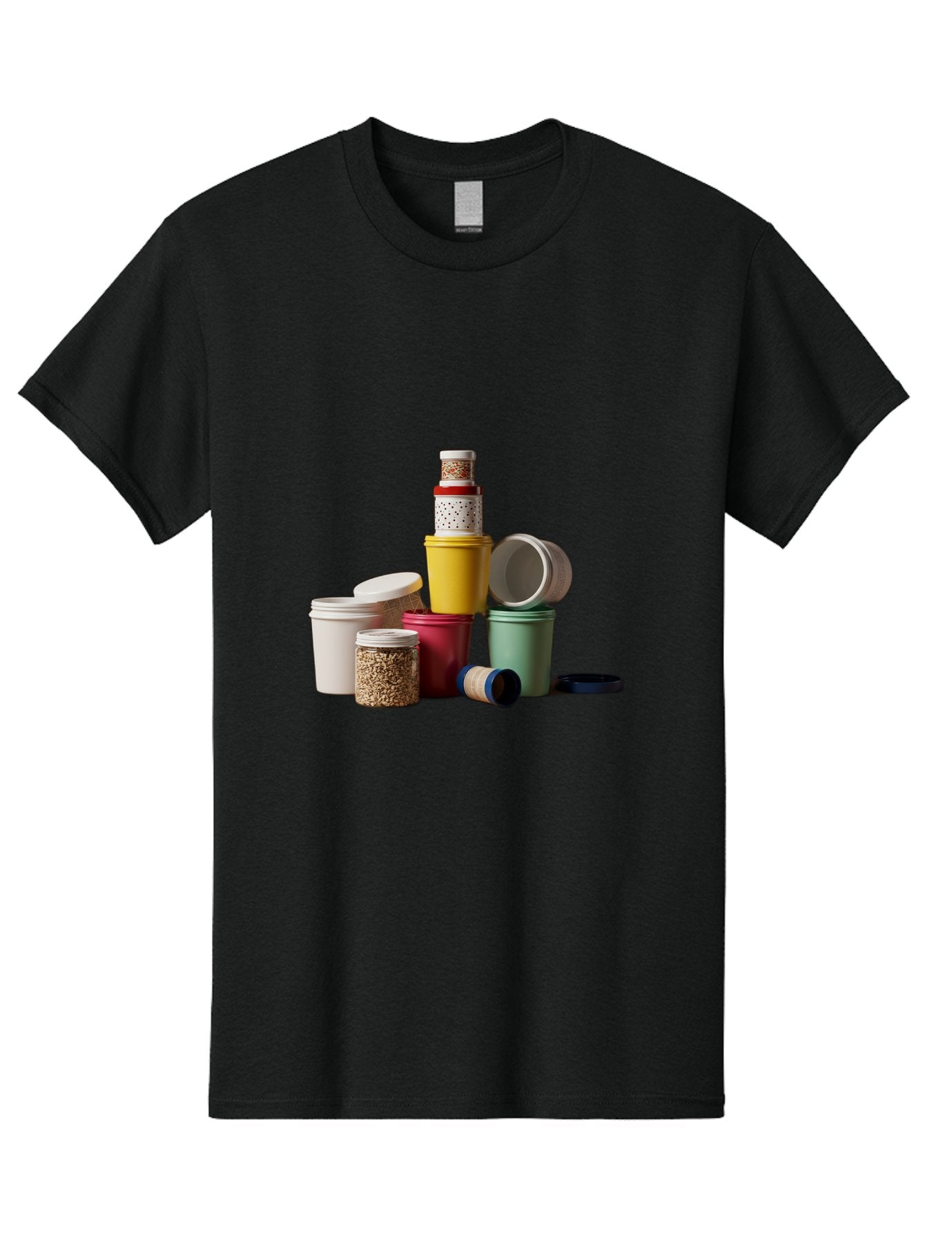 Reusable-Containers Men'S Graphic Tee, 100% Cotton, Comfortable Casual Summer Wear, Machine Washable, Stacked Containers, Colorful Storage, Kitchen Organization, Various Sizes, Open And Closed Lids, Food Storage, Eco-Friendly Packaging, Bad490 5
