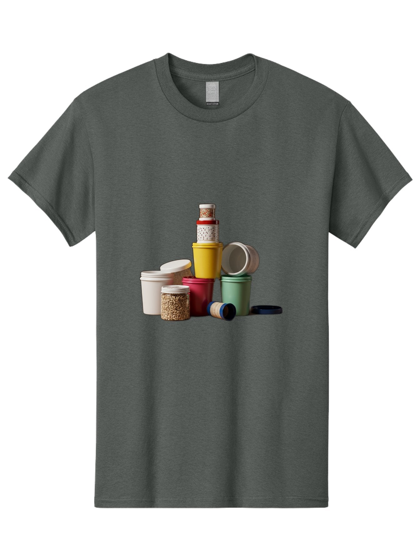 Reusable-Containers Men'S Graphic Tee, 100% Cotton, Comfortable Casual Summer Wear, Machine Washable, Stacked Containers, Colorful Storage, Kitchen Organization, Various Sizes, Open And Closed Lids, Food Storage, Eco-Friendly Packaging, Bad490 10