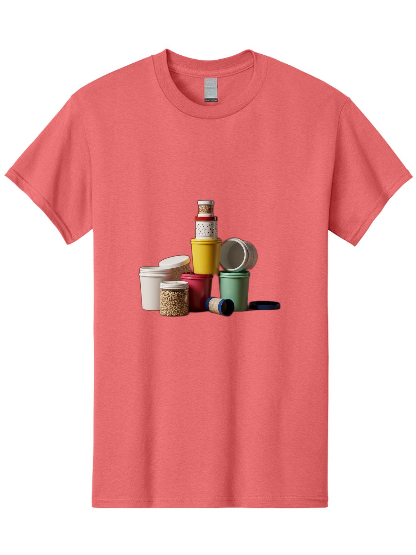 Reusable-Containers Men'S Graphic Tee, 100% Cotton, Comfortable Casual Summer Wear, Machine Washable, Stacked Containers, Colorful Storage, Kitchen Organization, Various Sizes, Open And Closed Lids, Food Storage, Eco-Friendly Packaging, Bad490 15