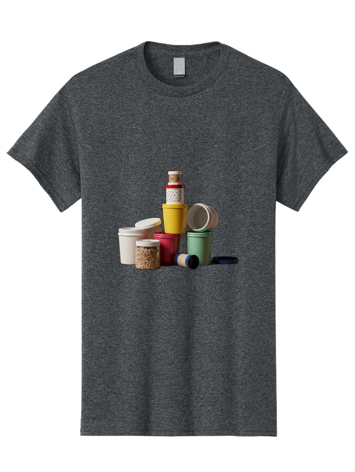 Reusable-Containers Men'S Graphic Tee, 100% Cotton, Comfortable Casual Summer Wear, Machine Washable, Stacked Containers, Colorful Storage, Kitchen Organization, Various Sizes, Open And Closed Lids, Food Storage, Eco-Friendly Packaging, Bad490 7