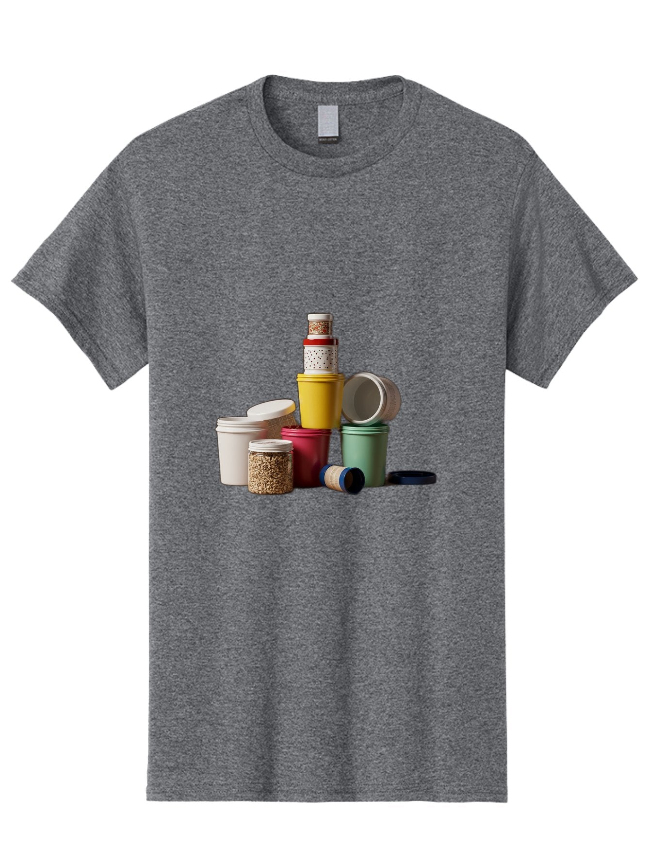 Reusable-Containers Men'S Graphic Tee, 100% Cotton, Comfortable Casual Summer Wear, Machine Washable, Stacked Containers, Colorful Storage, Kitchen Organization, Various Sizes, Open And Closed Lids, Food Storage, Eco-Friendly Packaging, Bad490 14