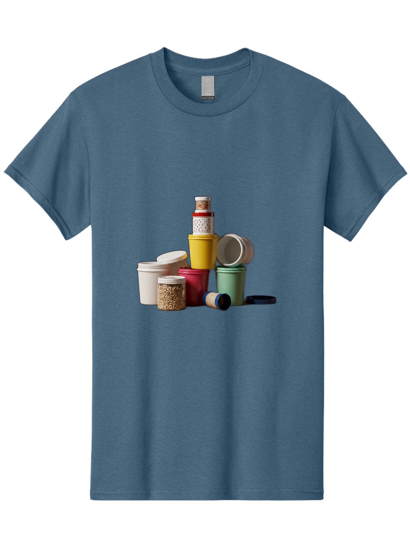 Reusable-Containers Men'S Graphic Tee, 100% Cotton, Comfortable Casual Summer Wear, Machine Washable, Stacked Containers, Colorful Storage, Kitchen Organization, Various Sizes, Open And Closed Lids, Food Storage, Eco-Friendly Packaging, Bad490 8