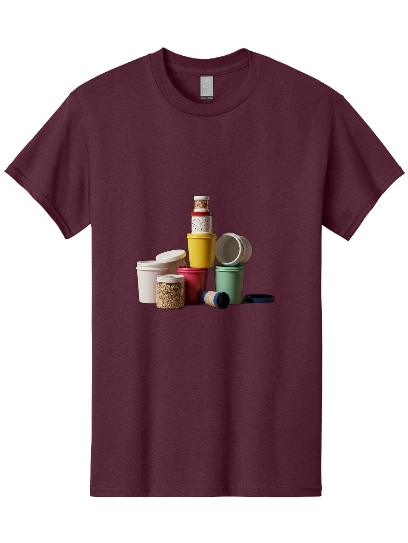 Reusable-Containers Men'S Graphic Tee, 100% Cotton, Comfortable Casual Summer Wear, Machine Washable, Stacked Containers, Colorful Storage, Kitchen Organization, Various Sizes, Open And Closed Lids, Food Storage, Eco-Friendly Packaging, Bad490 13