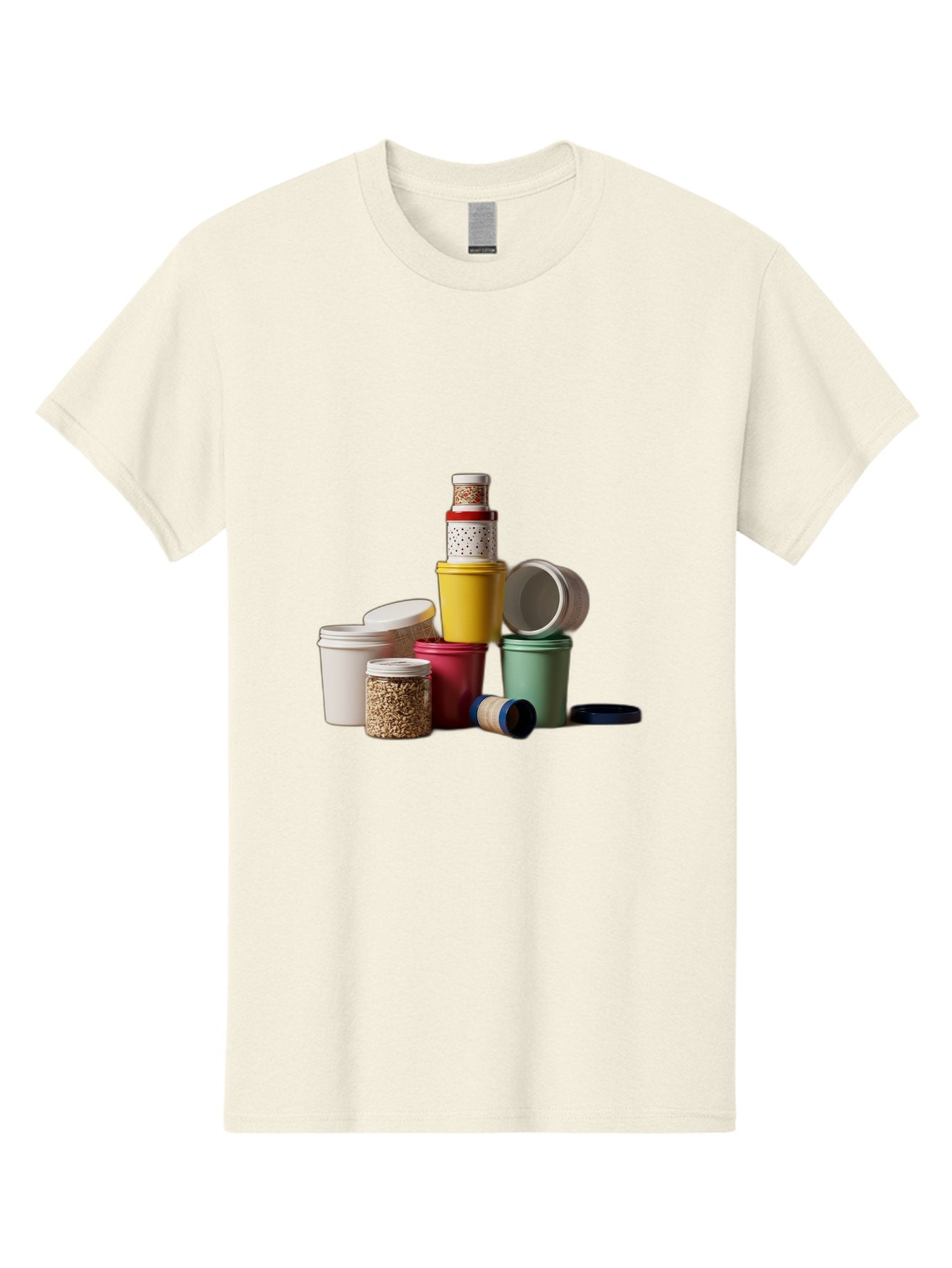 Reusable-Containers Men'S Graphic Tee, 100% Cotton, Comfortable Casual Summer Wear, Machine Washable, Stacked Containers, Colorful Storage, Kitchen Organization, Various Sizes, Open And Closed Lids, Food Storage, Eco-Friendly Packaging, Bad490 3