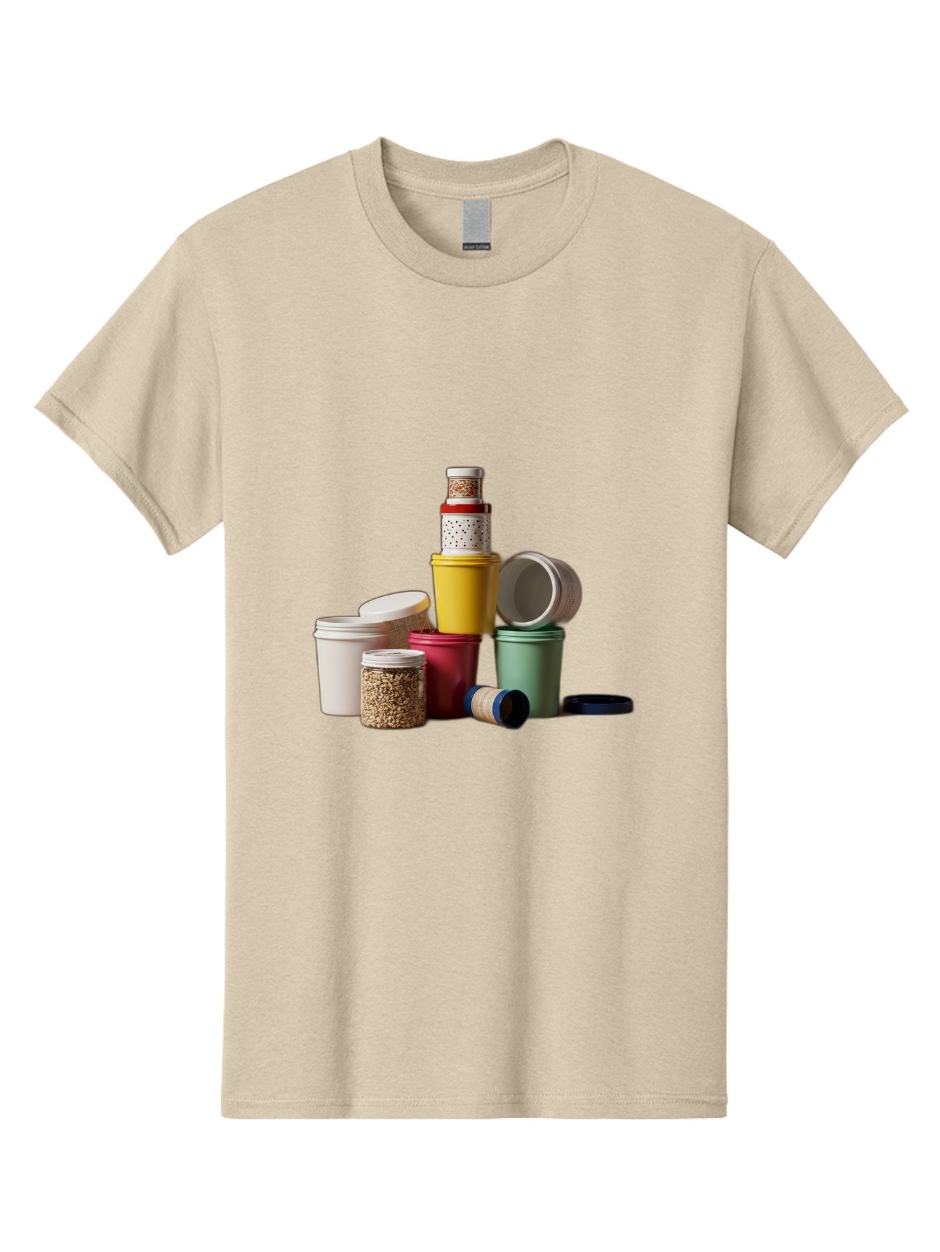 Reusable-Containers Men'S Graphic Tee, 100% Cotton, Comfortable Casual Summer Wear, Machine Washable, Stacked Containers, Colorful Storage, Kitchen Organization, Various Sizes, Open And Closed Lids, Food Storage, Eco-Friendly Packaging, Bad490 4