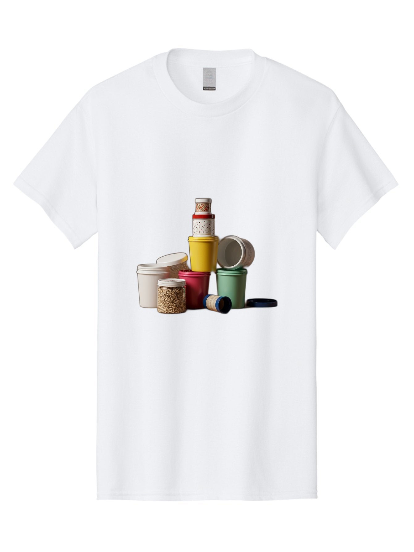 Reusable-Containers Men'S Graphic Tee, 100% Cotton, Comfortable Casual Summer Wear, Machine Washable, Stacked Containers, Colorful Storage, Kitchen Organization, Various Sizes, Open And Closed Lids, Food Storage, Eco-Friendly Packaging, Bad490 12