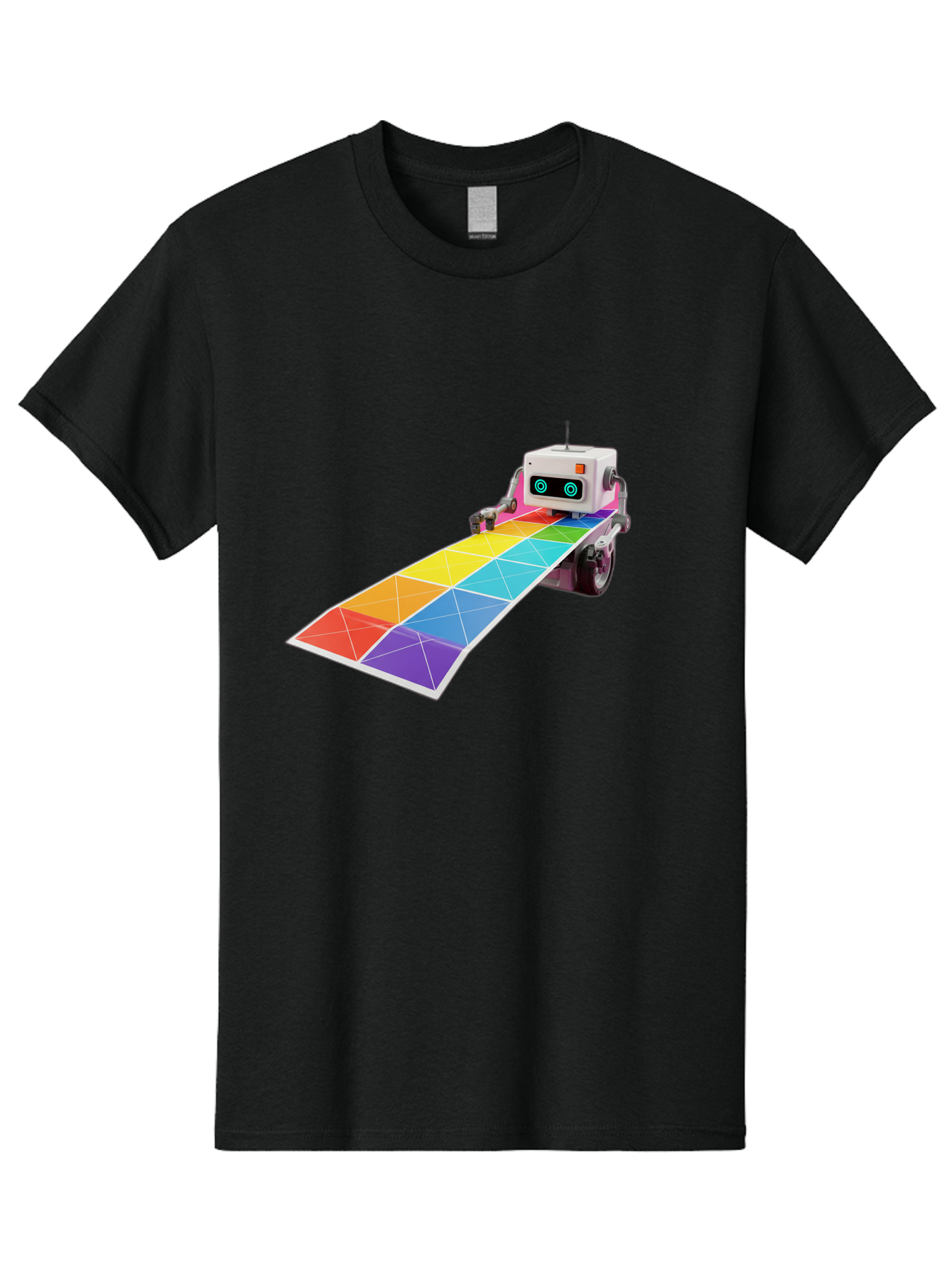 Robot-Dj-Booth Men'S Graphic Tee, 100% Cotton, Comfortable Casual Summer Wear, Machine Washable, Robot Dj, Colorful Turntable, Rainbow-Colored Dj Deck, Music Production, Electronic Dance Music, Futuristic Technology, Dance Floor Vibes, Bad494 5