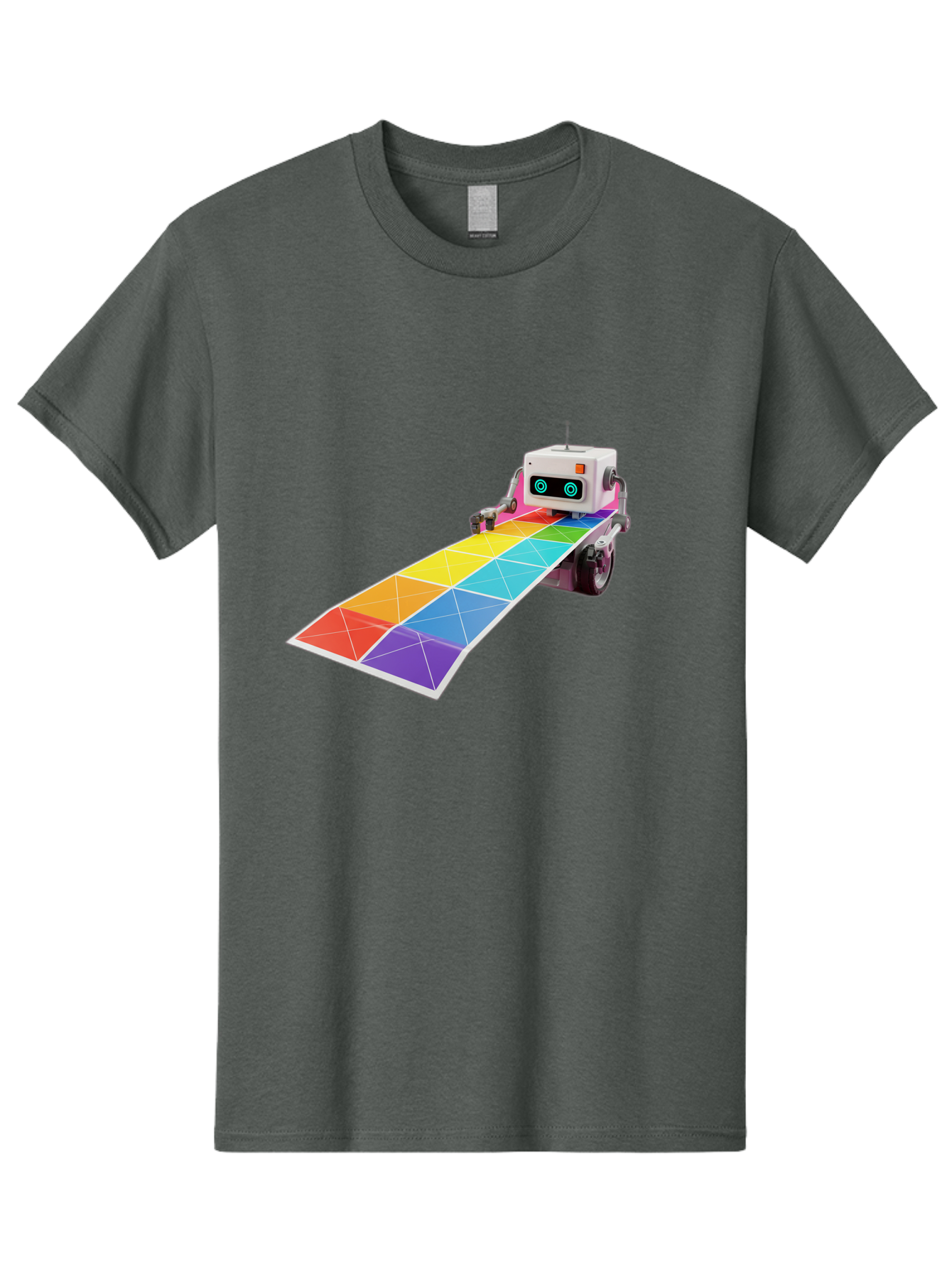 Robot-Dj-Booth Men'S Graphic Tee, 100% Cotton, Comfortable Casual Summer Wear, Machine Washable, Robot Dj, Colorful Turntable, Rainbow-Colored Dj Deck, Music Production, Electronic Dance Music, Futuristic Technology, Dance Floor Vibes, Bad494 3