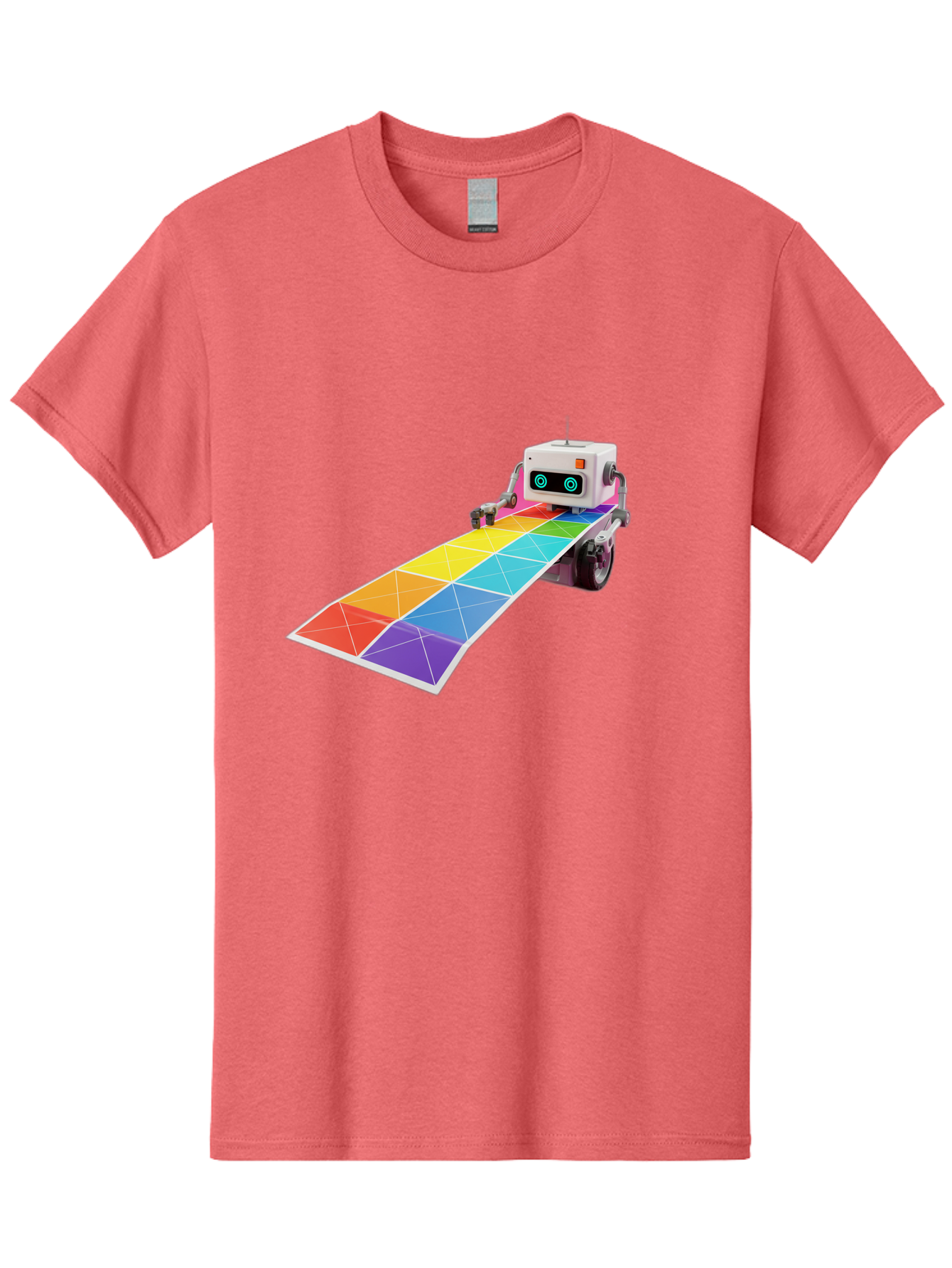 Robot-Dj-Booth Men'S Graphic Tee, 100% Cotton, Comfortable Casual Summer Wear, Machine Washable, Robot Dj, Colorful Turntable, Rainbow-Colored Dj Deck, Music Production, Electronic Dance Music, Futuristic Technology, Dance Floor Vibes, Bad494 11