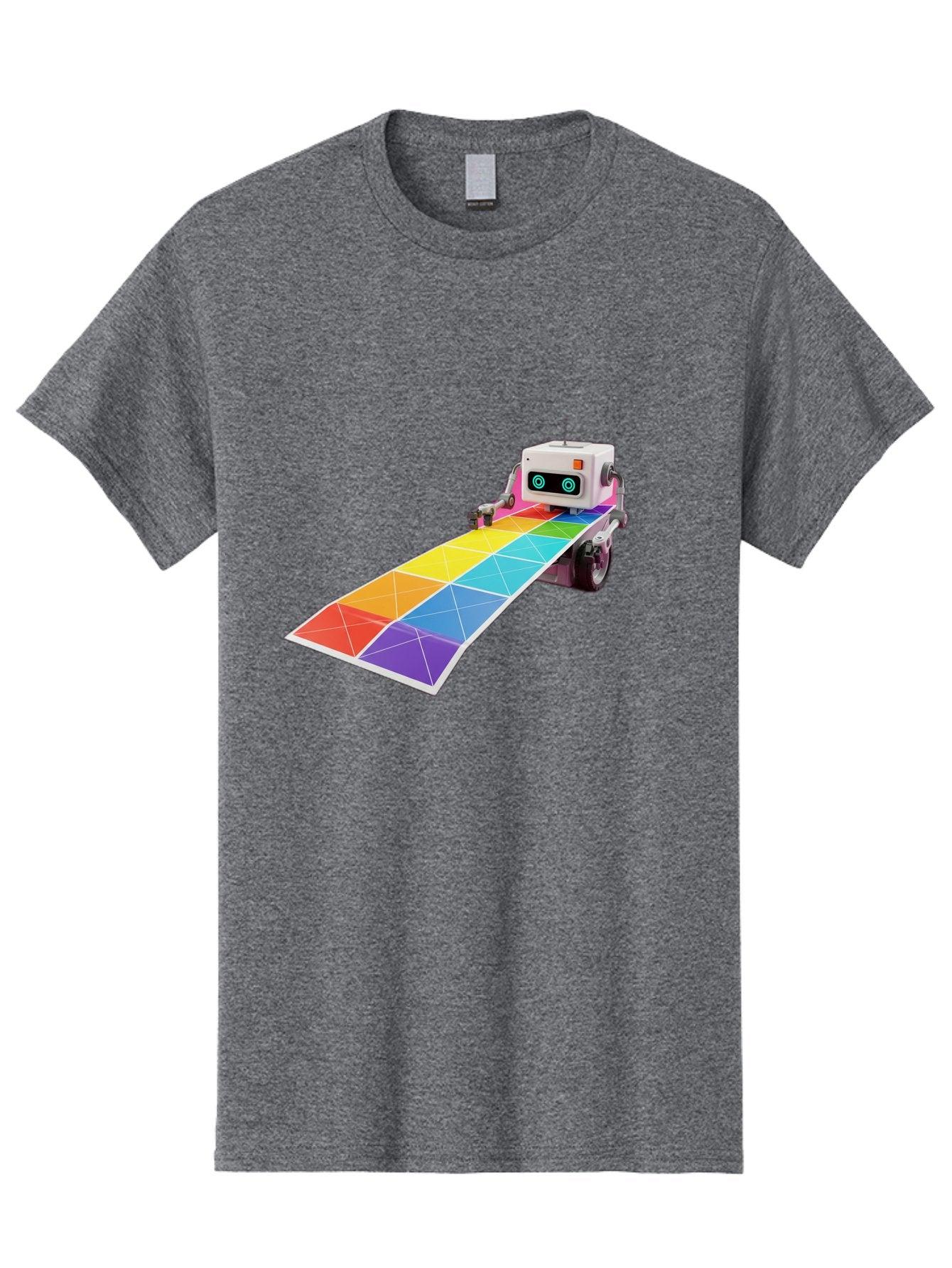 Robot-Dj-Booth Men'S Graphic Tee, 100% Cotton, Comfortable Casual Summer Wear, Machine Washable, Robot Dj, Colorful Turntable, Rainbow-Colored Dj Deck, Music Production, Electronic Dance Music, Futuristic Technology, Dance Floor Vibes, Bad494 13
