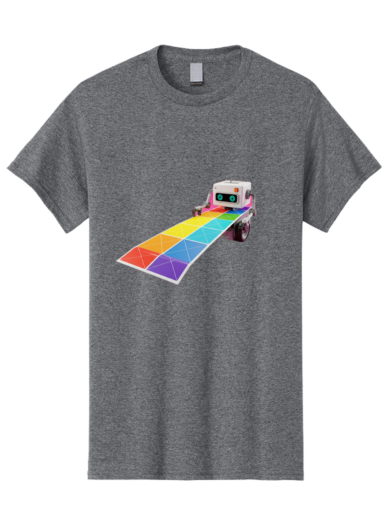 Robot-Dj-Booth Men'S Graphic Tee, 100% Cotton, Comfortable Casual Summer Wear, Machine Washable, Robot Dj, Colorful Turntable, Rainbow-Colored Dj Deck, Music Production, Electronic Dance Music, Futuristic Technology, Dance Floor Vibes, Bad494 15