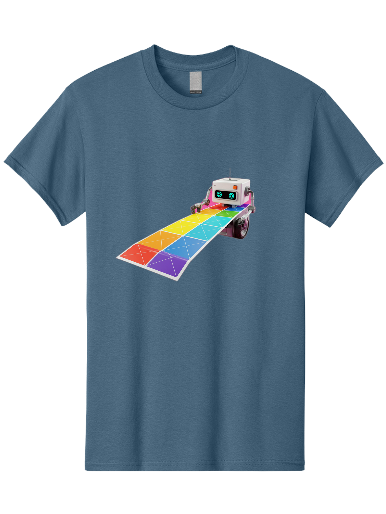 Robot-Dj-Booth Men'S Graphic Tee, 100% Cotton, Comfortable Casual Summer Wear, Machine Washable, Robot Dj, Colorful Turntable, Rainbow-Colored Dj Deck, Music Production, Electronic Dance Music, Futuristic Technology, Dance Floor Vibes, Bad494 6