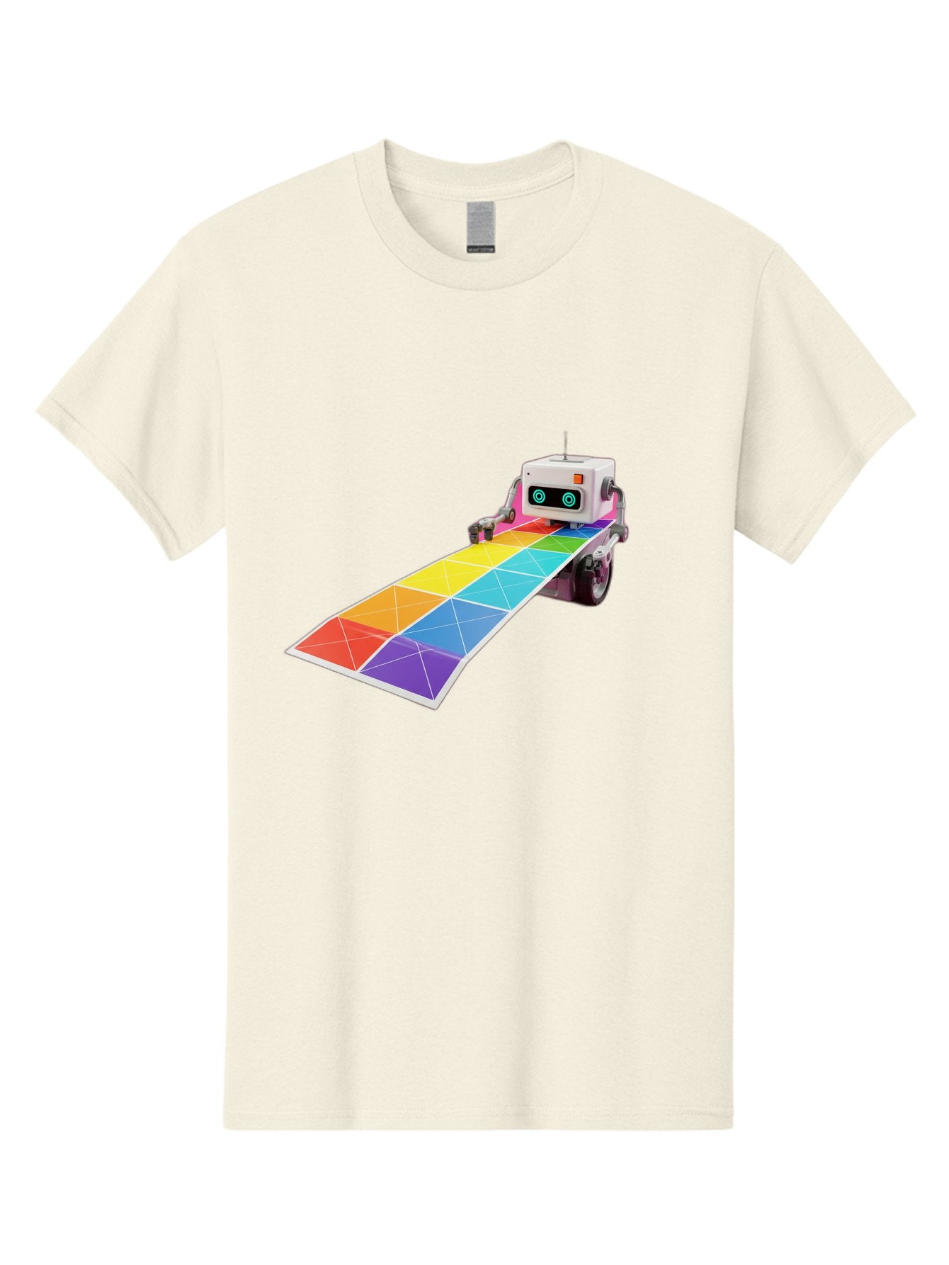 Robot-Dj-Booth Men'S Graphic Tee, 100% Cotton, Comfortable Casual Summer Wear, Machine Washable, Robot Dj, Colorful Turntable, Rainbow-Colored Dj Deck, Music Production, Electronic Dance Music, Futuristic Technology, Dance Floor Vibes, Bad494 7