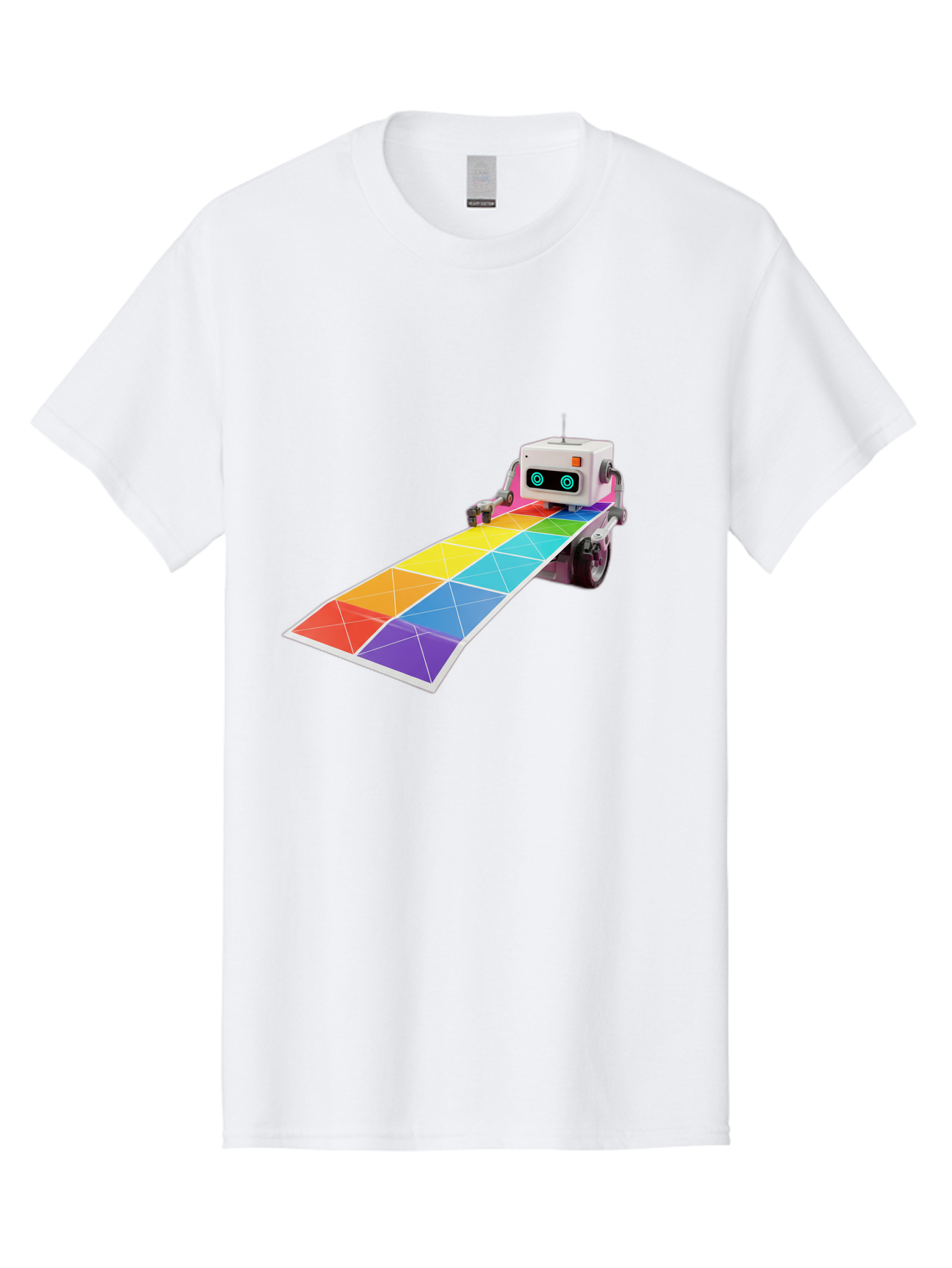 Robot-Dj-Booth Men'S Graphic Tee, 100% Cotton, Comfortable Casual Summer Wear, Machine Washable, Robot Dj, Colorful Turntable, Rainbow-Colored Dj Deck, Music Production, Electronic Dance Music, Futuristic Technology, Dance Floor Vibes, Bad494 4