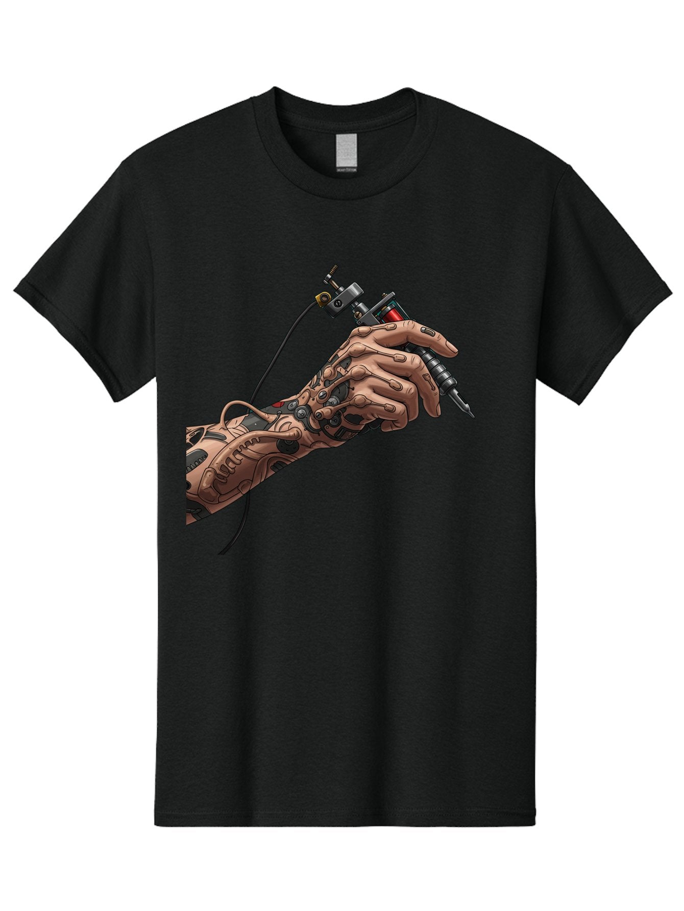 Robot-Hand-Tattoo-Machine Men'S Graphic Tee, 100% Cotton, Comfortable Casual Summer Wear, Machine Washable, Robotic Hand, Tattoo Machine, Mechanical Arm, Futuristic Art, Tattoo Artist, Robotic Precision, Mechanical Limb, Tattoo Design Bad495 15