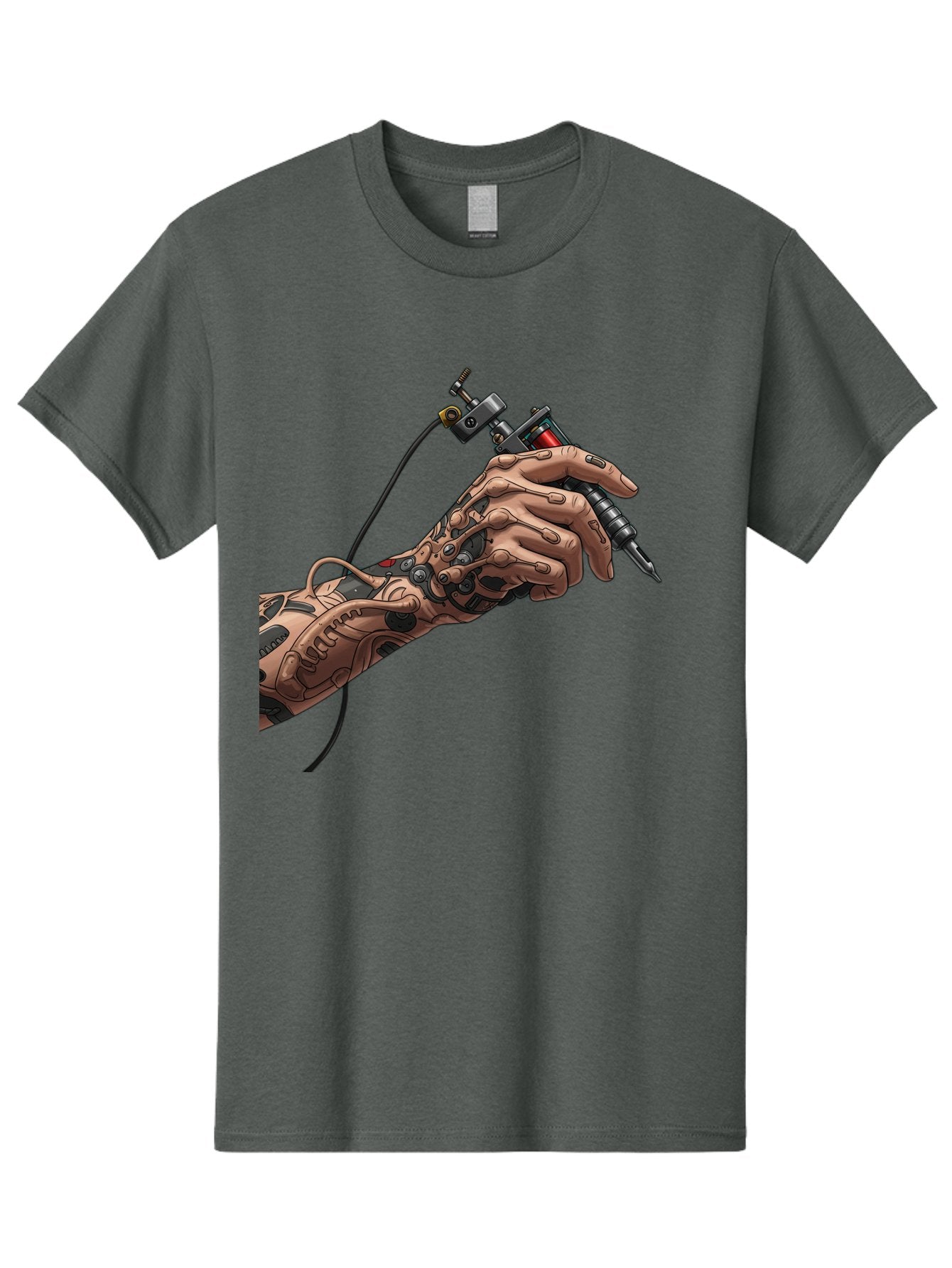 Robot-Hand-Tattoo-Machine Men'S Graphic Tee, 100% Cotton, Comfortable Casual Summer Wear, Machine Washable, Robotic Hand, Tattoo Machine, Mechanical Arm, Futuristic Art, Tattoo Artist, Robotic Precision, Mechanical Limb, Tattoo Design Bad495 9