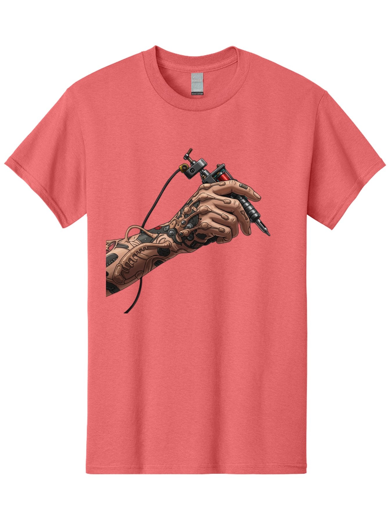 Robot-Hand-Tattoo-Machine Men'S Graphic Tee, 100% Cotton, Comfortable Casual Summer Wear, Machine Washable, Robotic Hand, Tattoo Machine, Mechanical Arm, Futuristic Art, Tattoo Artist, Robotic Precision, Mechanical Limb, Tattoo Design Bad495 14