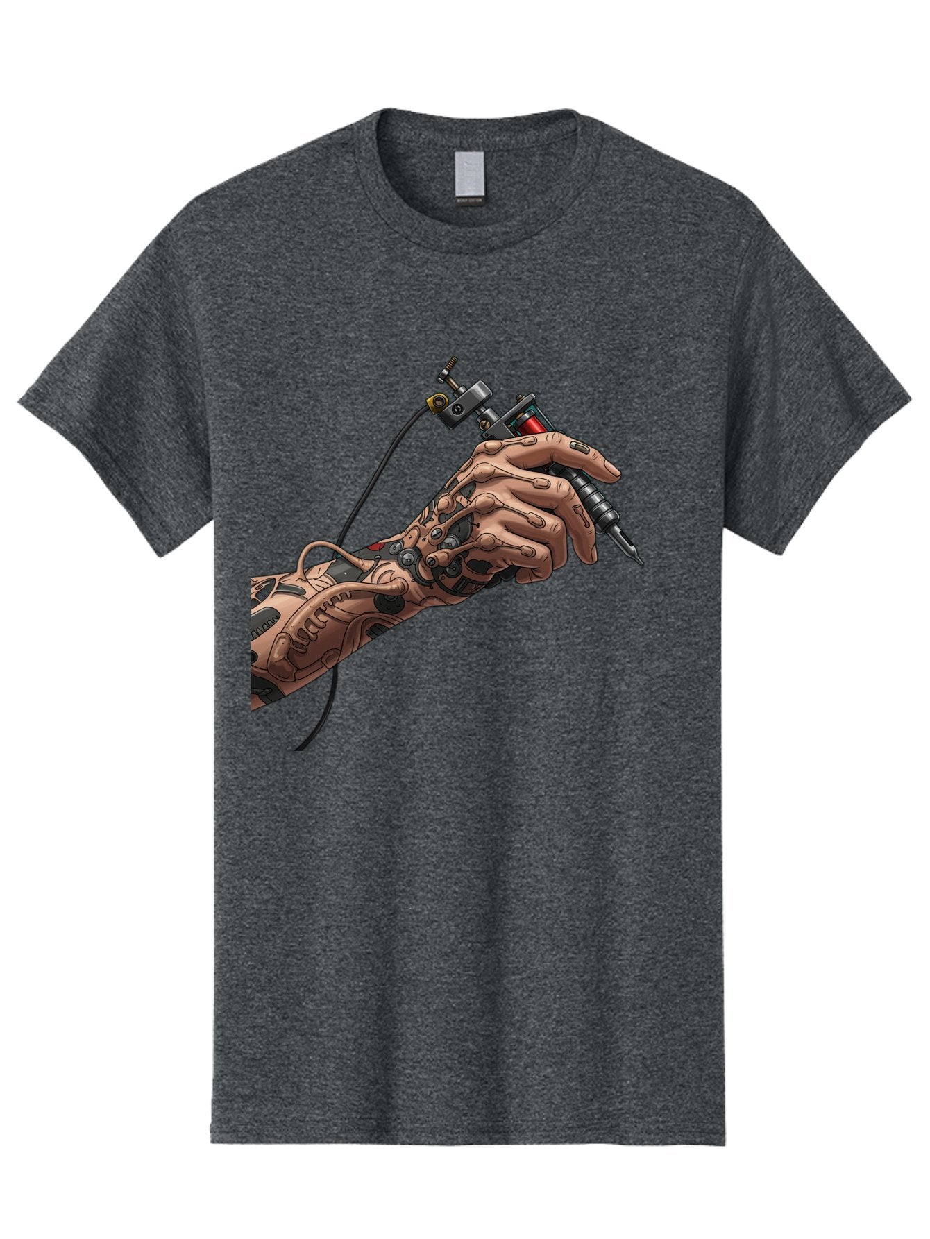 Robot-Hand-Tattoo-Machine Men'S Graphic Tee, 100% Cotton, Comfortable Casual Summer Wear, Machine Washable, Robotic Hand, Tattoo Machine, Mechanical Arm, Futuristic Art, Tattoo Artist, Robotic Precision, Mechanical Limb, Tattoo Design Bad495 4