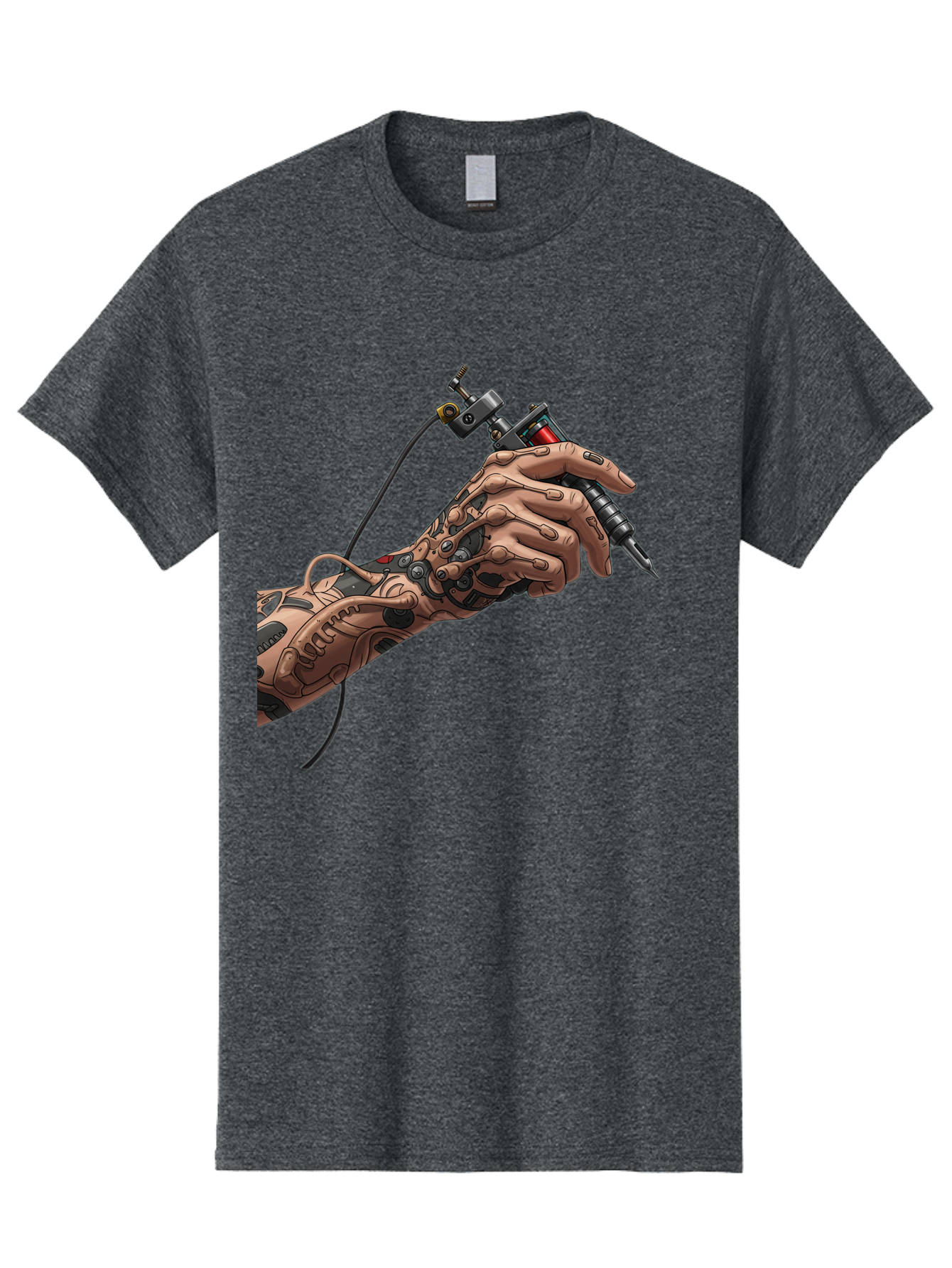 Robot-Hand-Tattoo-Machine Men'S Graphic Tee, 100% Cotton, Comfortable Casual Summer Wear, Machine Washable, Robotic Hand, Tattoo Machine, Mechanical Arm, Futuristic Art, Tattoo Artist, Robotic Precision, Mechanical Limb, Tattoo Design Bad495 12