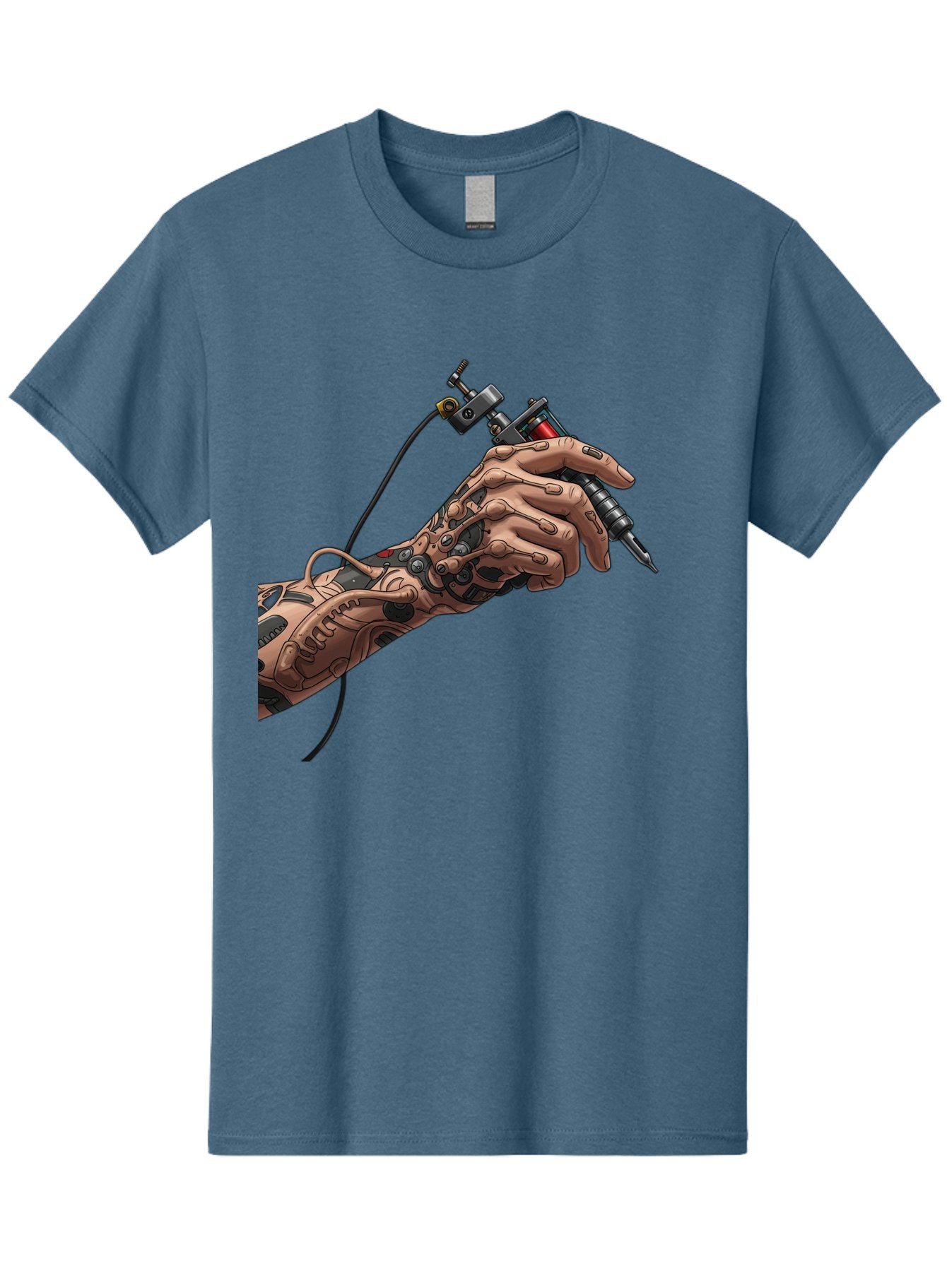 Robot-Hand-Tattoo-Machine Men'S Graphic Tee, 100% Cotton, Comfortable Casual Summer Wear, Machine Washable, Robotic Hand, Tattoo Machine, Mechanical Arm, Futuristic Art, Tattoo Artist, Robotic Precision, Mechanical Limb, Tattoo Design Bad495 12