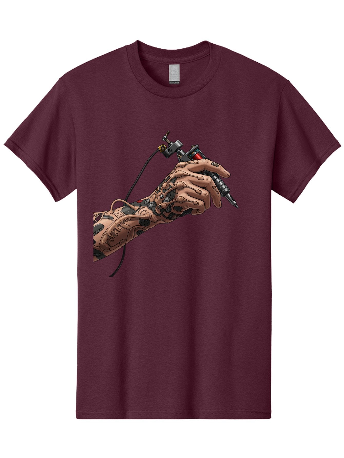 Robot-Hand-Tattoo-Machine Men'S Graphic Tee, 100% Cotton, Comfortable Casual Summer Wear, Machine Washable, Robotic Hand, Tattoo Machine, Mechanical Arm, Futuristic Art, Tattoo Artist, Robotic Precision, Mechanical Limb, Tattoo Design Bad495 11