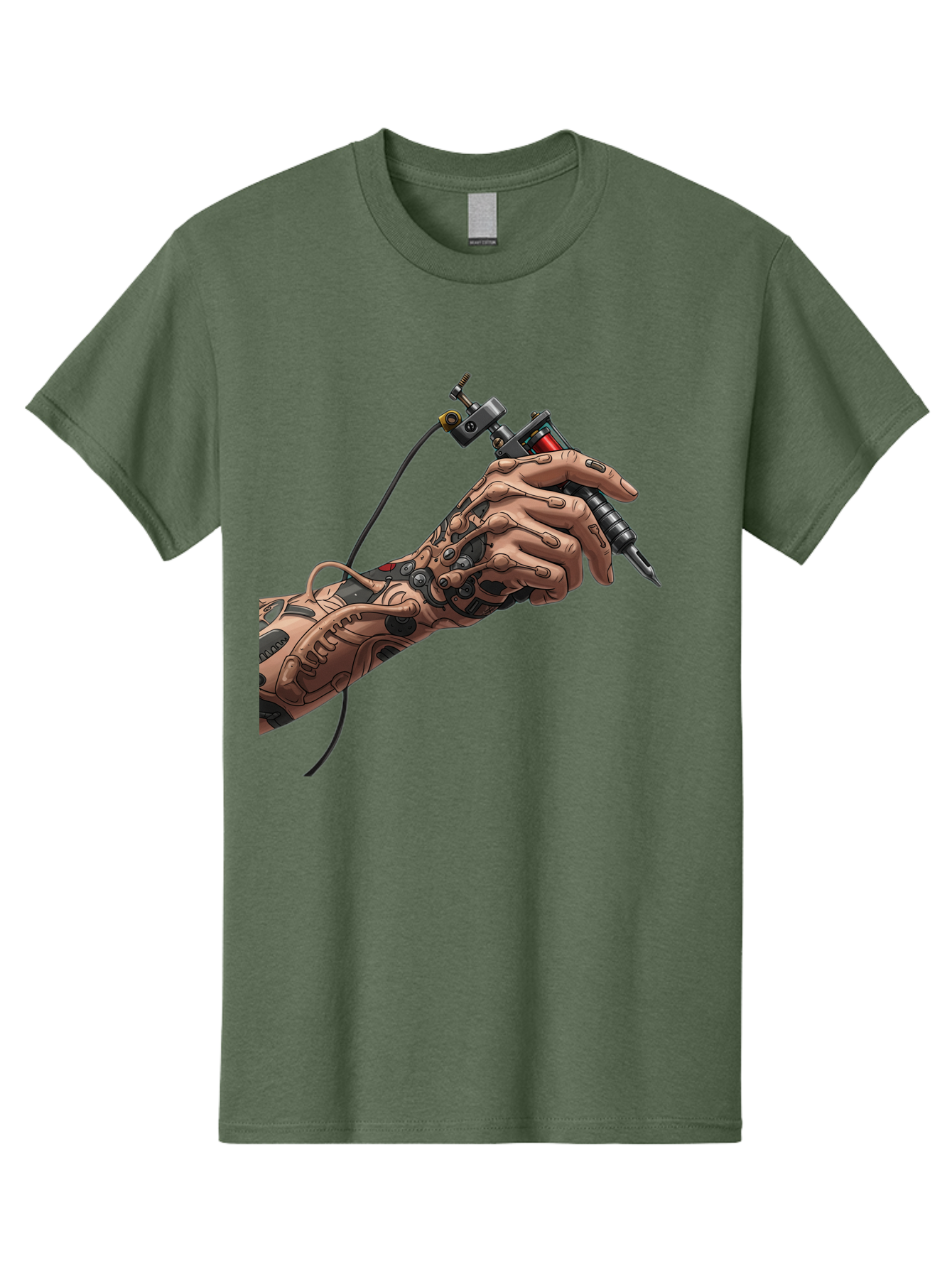 Robot-Hand-Tattoo-Machine Men'S Graphic Tee, 100% Cotton, Comfortable Casual Summer Wear, Machine Washable, Robotic Hand, Tattoo Machine, Mechanical Arm, Futuristic Art, Tattoo Artist, Robotic Precision, Mechanical Limb, Tattoo Design Bad495 15