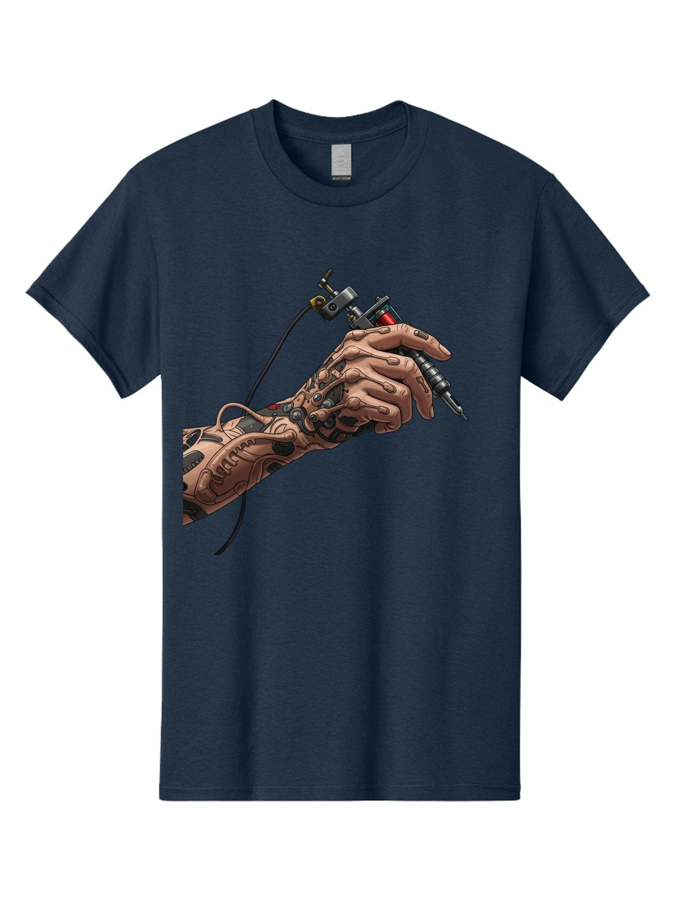 Robot-Hand-Tattoo-Machine Men'S Graphic Tee, 100% Cotton, Comfortable Casual Summer Wear, Machine Washable, Robotic Hand, Tattoo Machine, Mechanical Arm, Futuristic Art, Tattoo Artist, Robotic Precision, Mechanical Limb, Tattoo Design Bad495 10