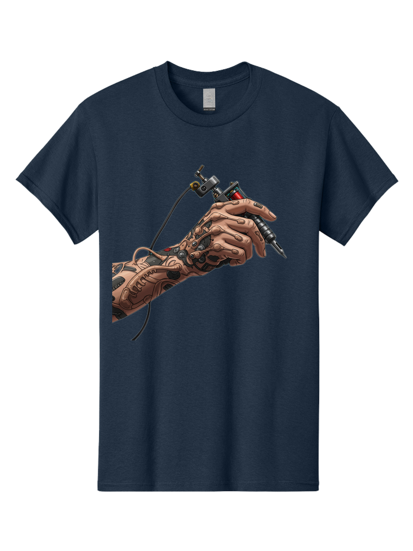 Robot-Hand-Tattoo-Machine Men'S Graphic Tee, 100% Cotton, Comfortable Casual Summer Wear, Machine Washable, Robotic Hand, Tattoo Machine, Mechanical Arm, Futuristic Art, Tattoo Artist, Robotic Precision, Mechanical Limb, Tattoo Design Bad495 14