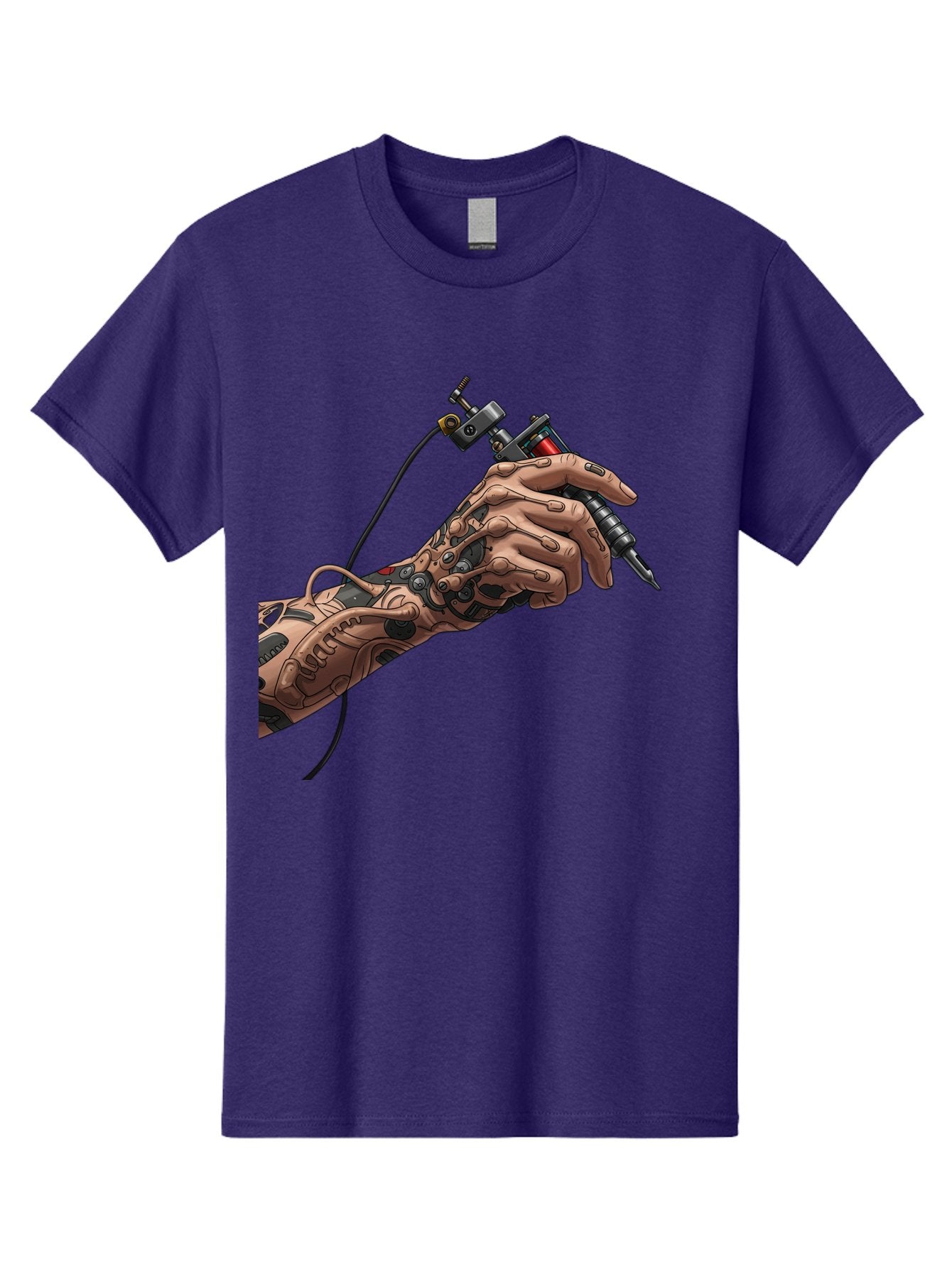 Robot-Hand-Tattoo-Machine Men'S Graphic Tee, 100% Cotton, Comfortable Casual Summer Wear, Machine Washable, Robotic Hand, Tattoo Machine, Mechanical Arm, Futuristic Art, Tattoo Artist, Robotic Precision, Mechanical Limb, Tattoo Design Bad495