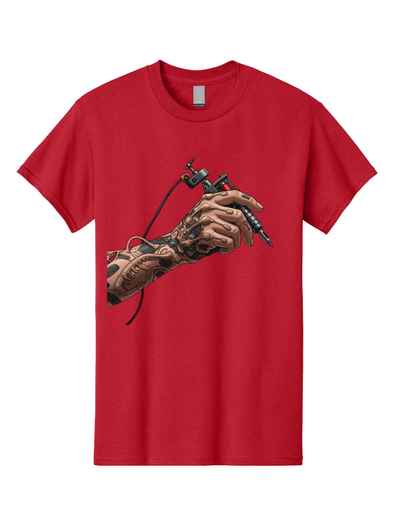 Robot-Hand-Tattoo-Machine Men'S Graphic Tee, 100% Cotton, Comfortable Casual Summer Wear, Machine Washable, Robotic Hand, Tattoo Machine, Mechanical Arm, Futuristic Art, Tattoo Artist, Robotic Precision, Mechanical Limb, Tattoo Design Bad495 7