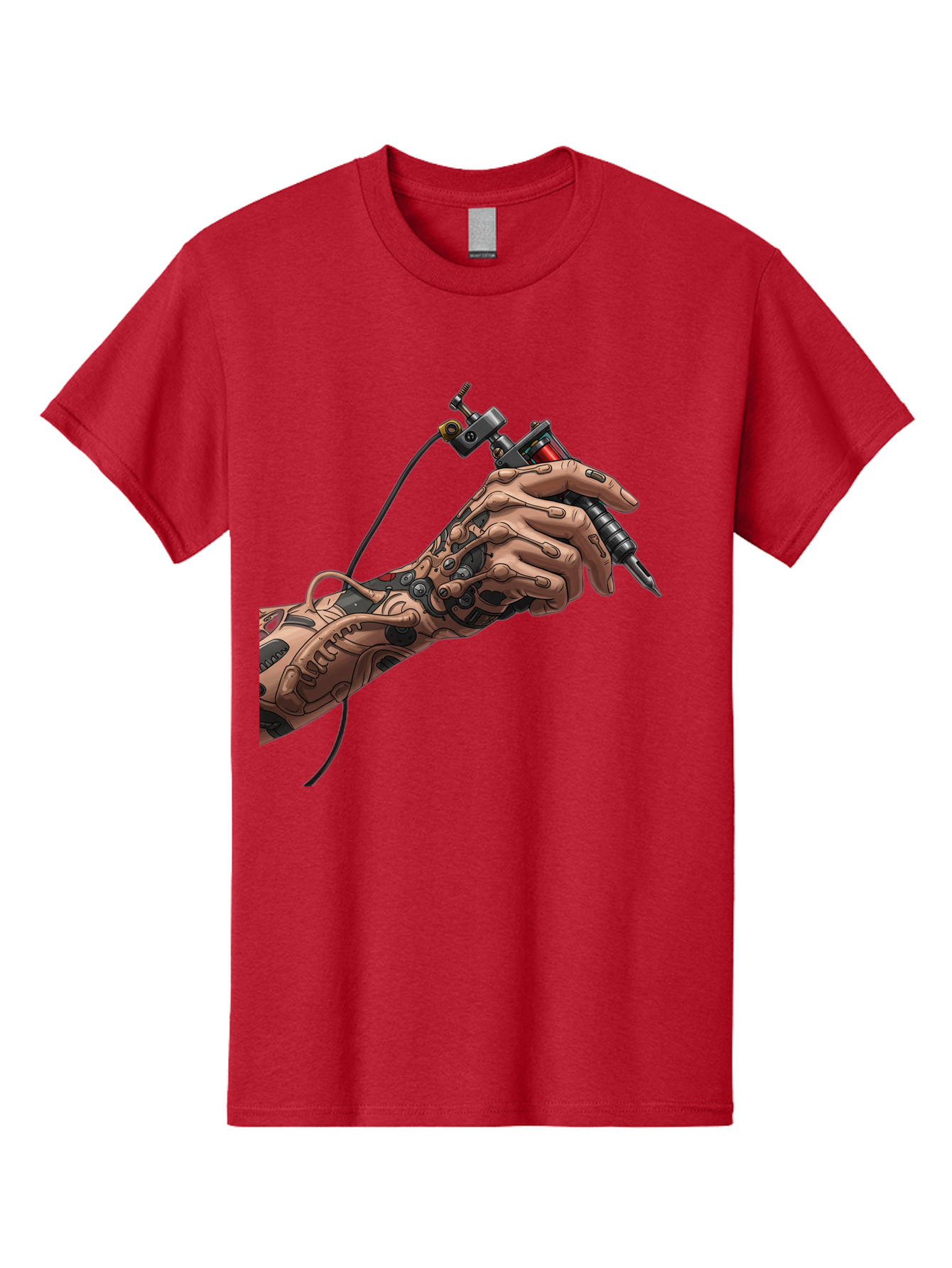 Robot-Hand-Tattoo-Machine Men'S Graphic Tee, 100% Cotton, Comfortable Casual Summer Wear, Machine Washable, Robotic Hand, Tattoo Machine, Mechanical Arm, Futuristic Art, Tattoo Artist, Robotic Precision, Mechanical Limb, Tattoo Design Bad495 13