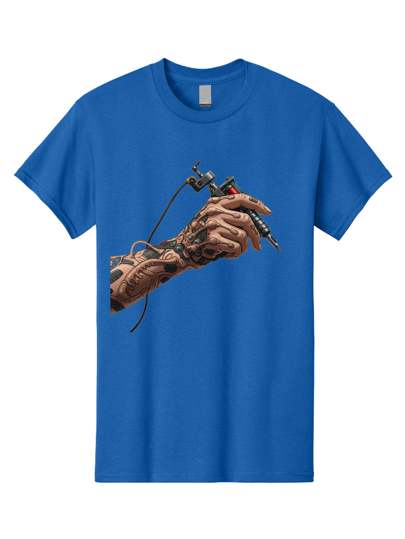Robot-Hand-Tattoo-Machine Men'S Graphic Tee, 100% Cotton, Comfortable Casual Summer Wear, Machine Washable, Robotic Hand, Tattoo Machine, Mechanical Arm, Futuristic Art, Tattoo Artist, Robotic Precision, Mechanical Limb, Tattoo Design Bad495 7
